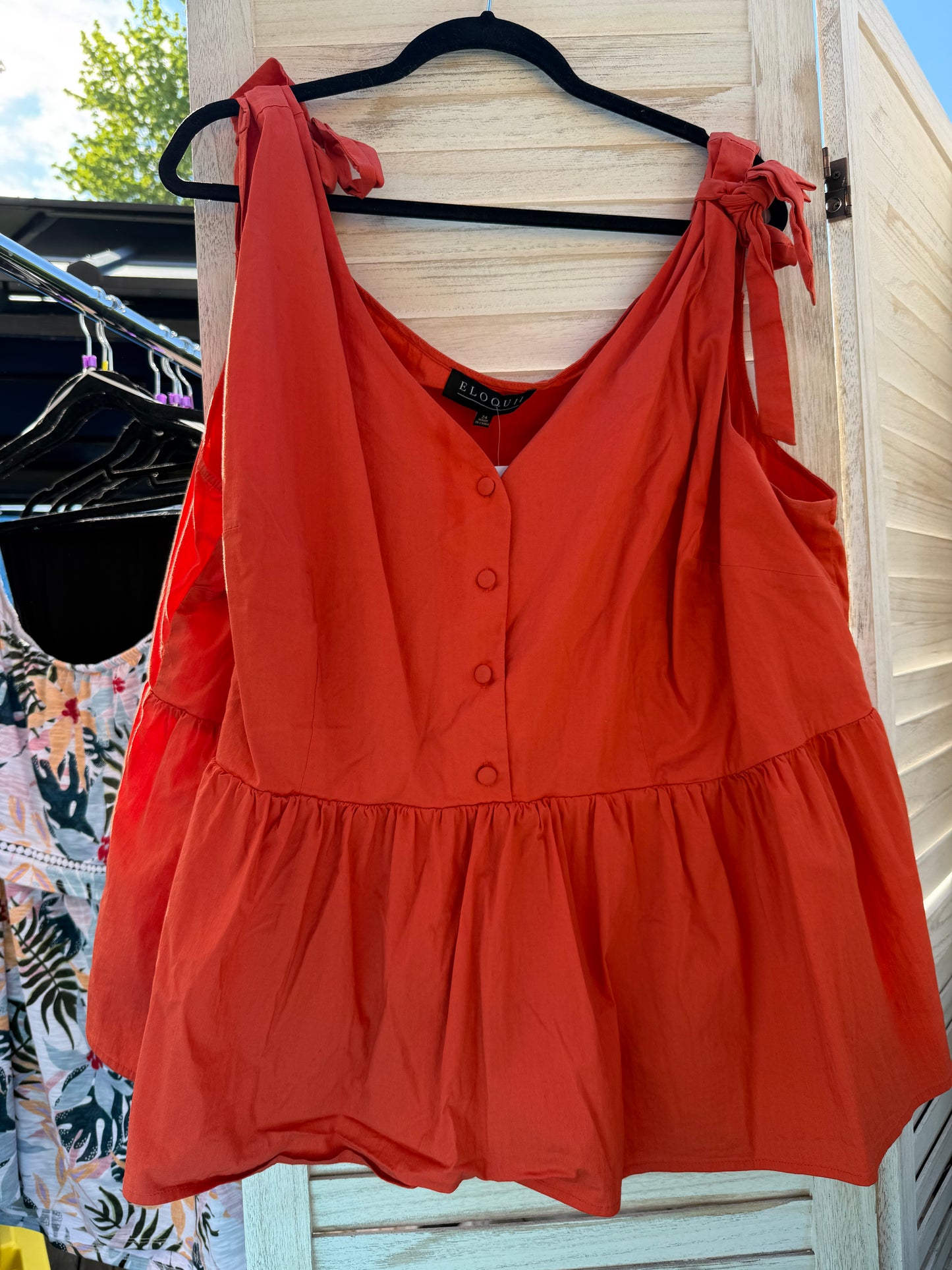 ELOQUII Orange Peplum Blouse