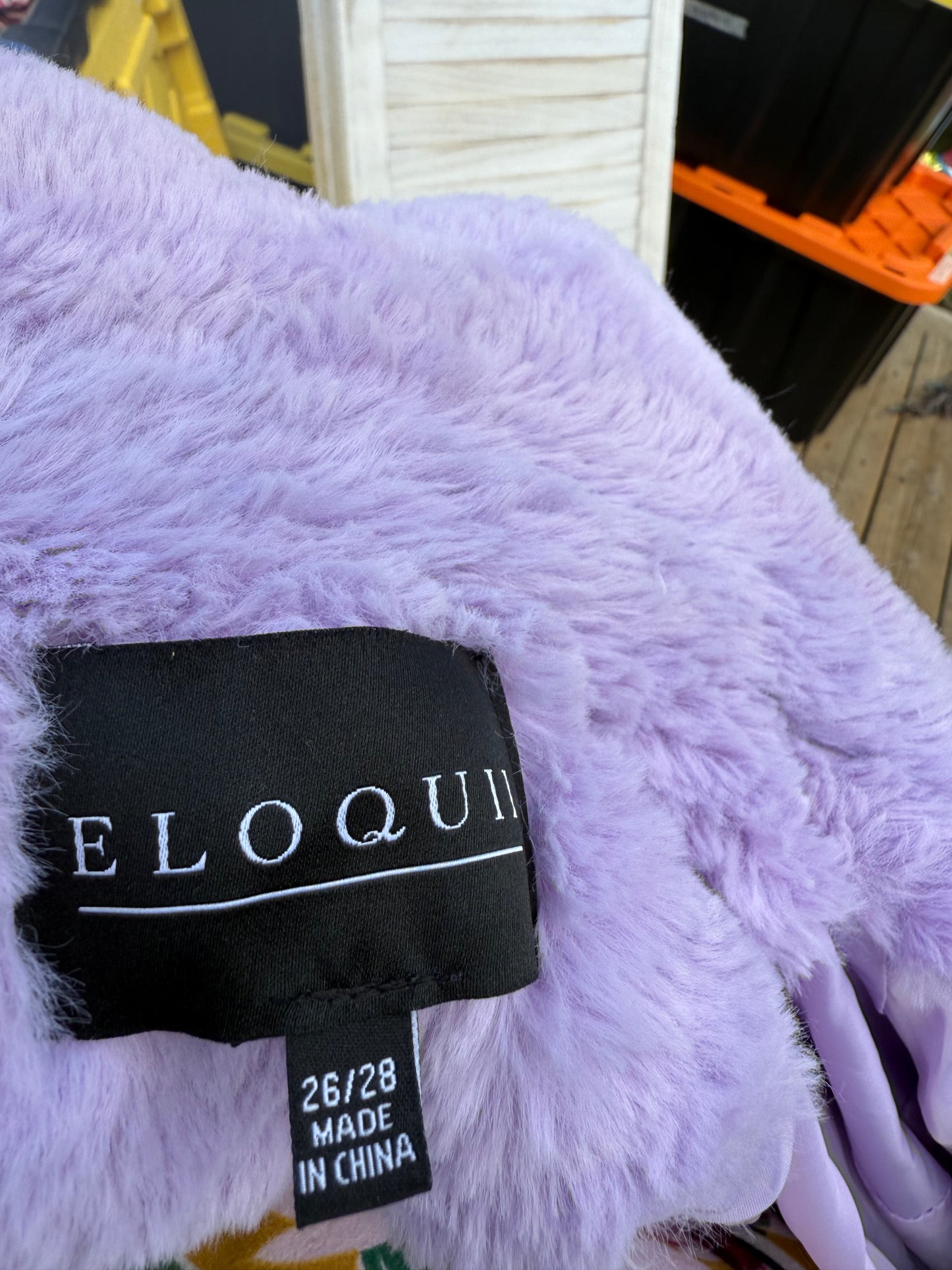 ELOQUII Lavender Faux Fur Jacket