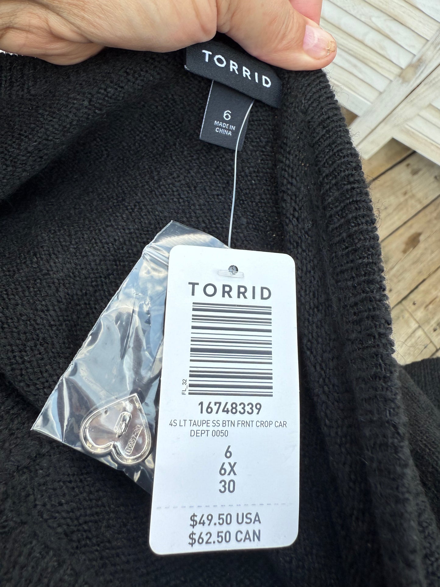 Torrid Black Cropped Cardigan