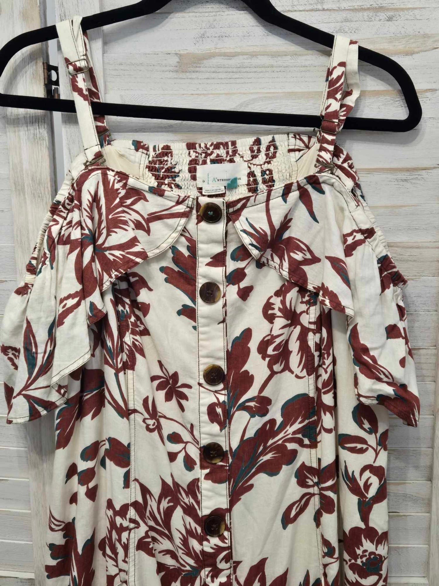 Anthropologie Oahu Floral Linen A-line Dress
