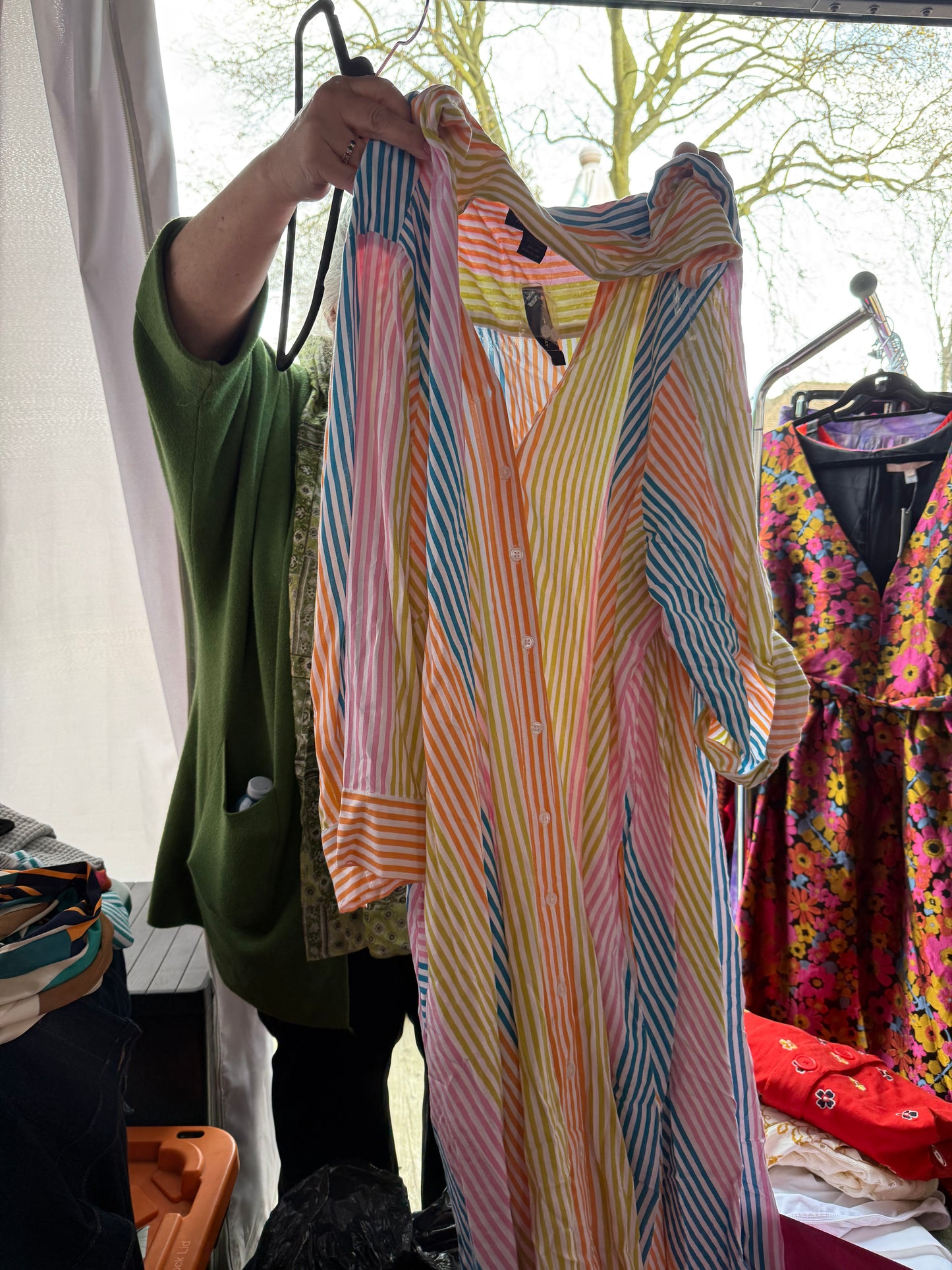 Ashley Stewart Striped Shirt Dress
