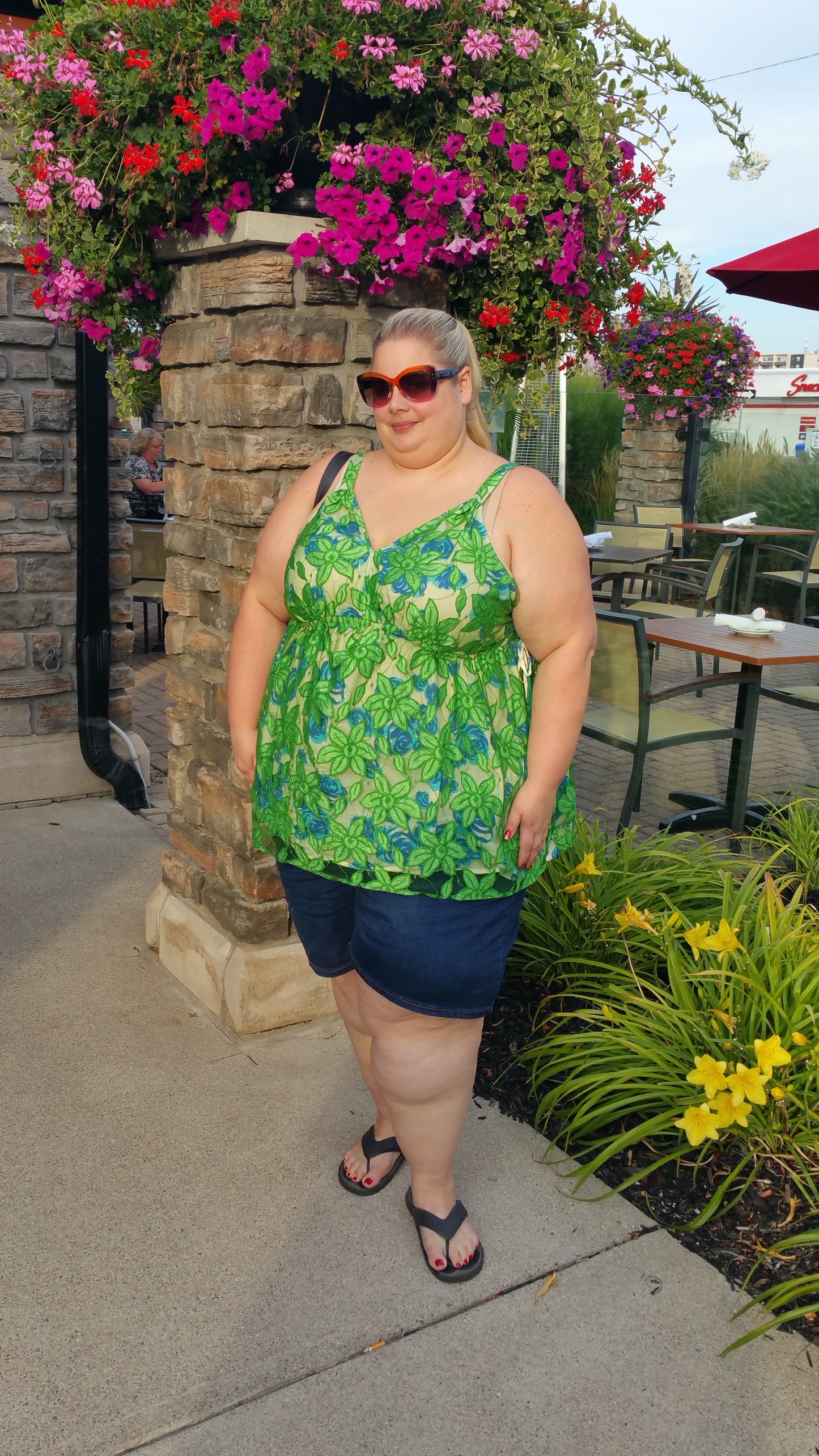 Lane Bryant Green Floral Top