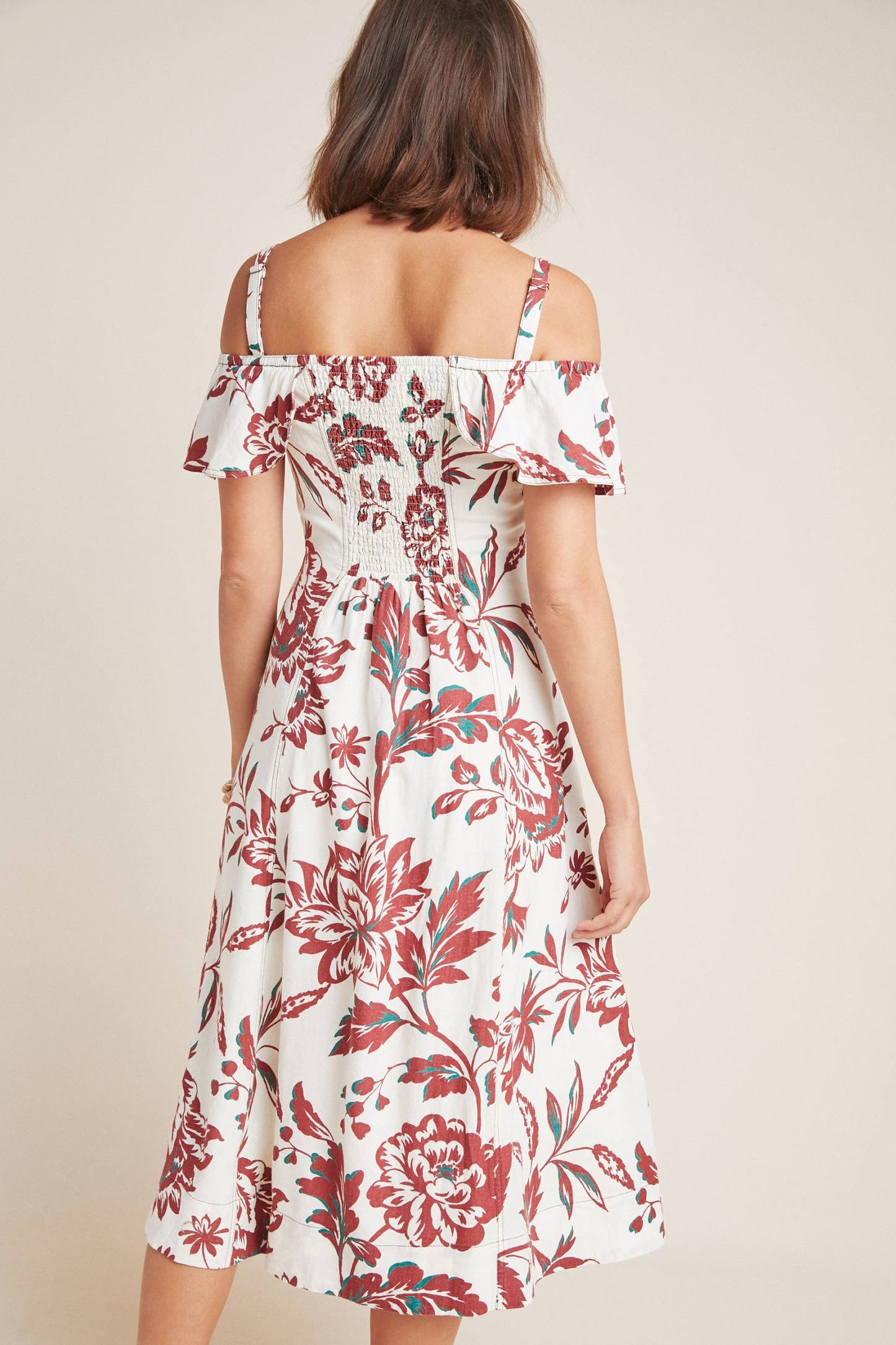 Anthropologie Oahu Floral Linen A-line Dress