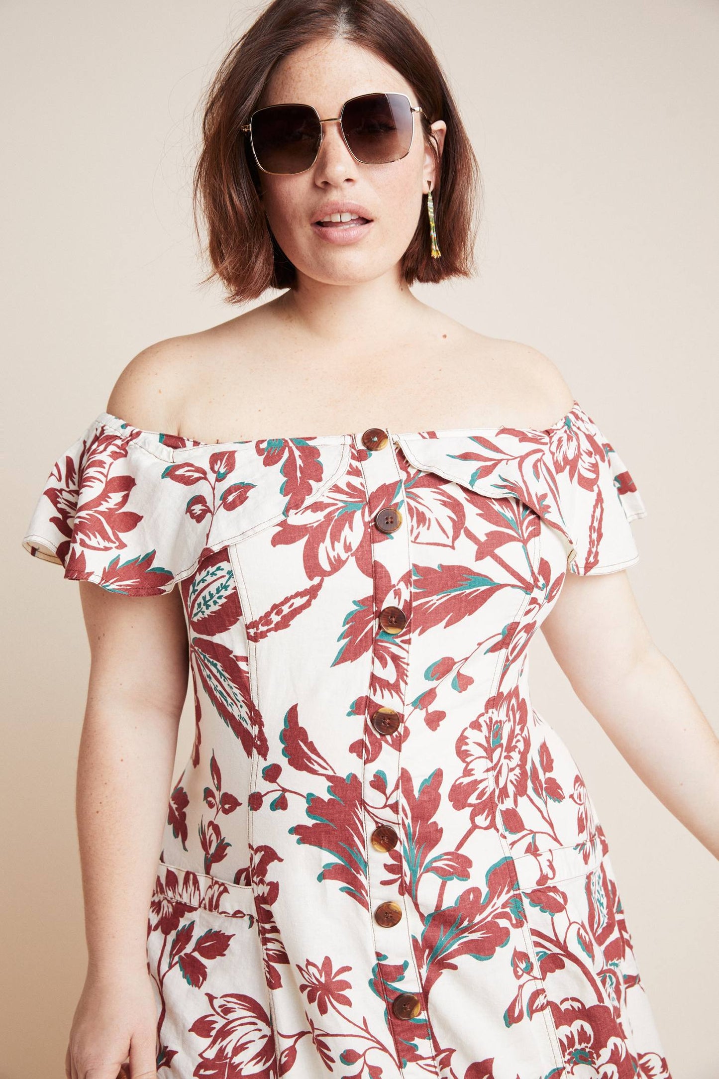 Anthropologie Oahu Floral Linen A-line Dress