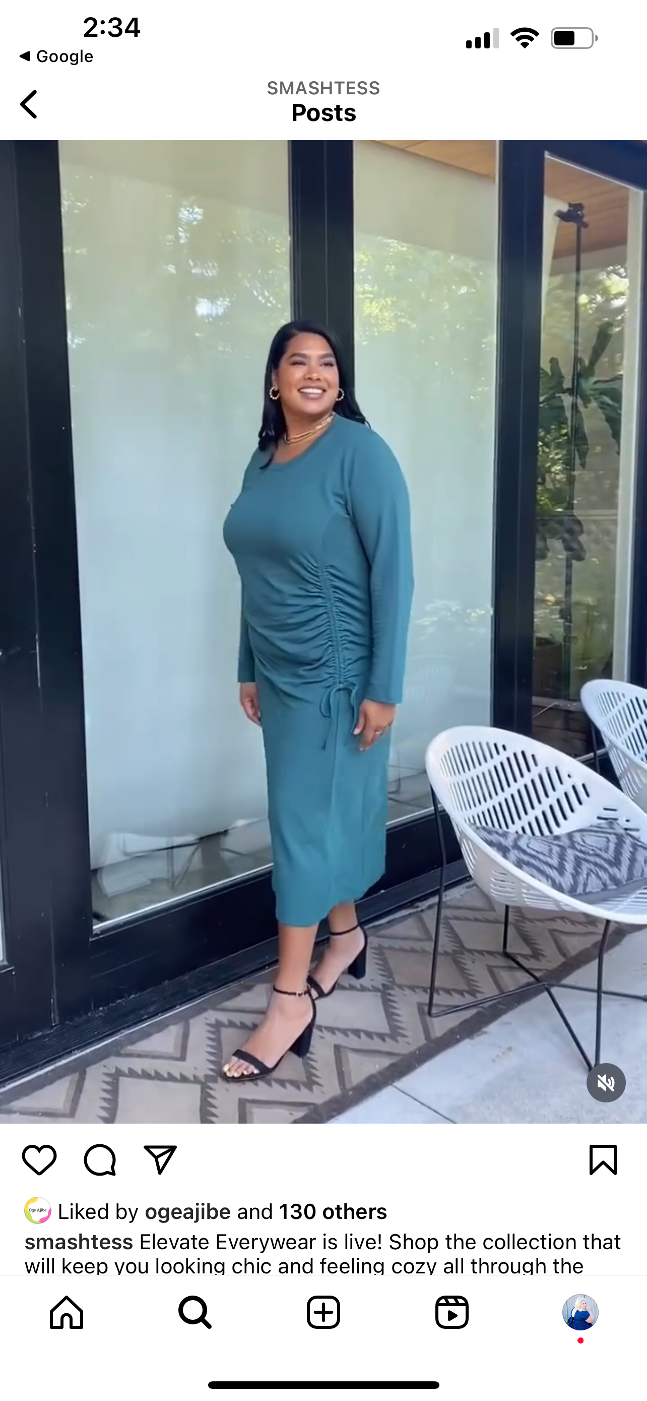 Smash + Tess Aubrey Green Ruched Long Sleeve Midi Dress