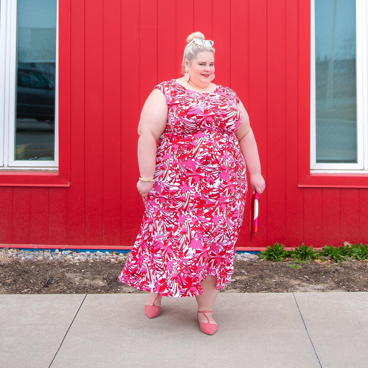 Lane Bryant Pink Print Maxi Dress