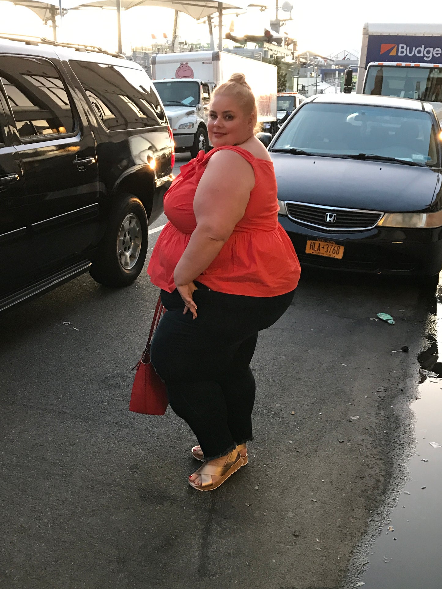 ELOQUII Orange Peplum Blouse