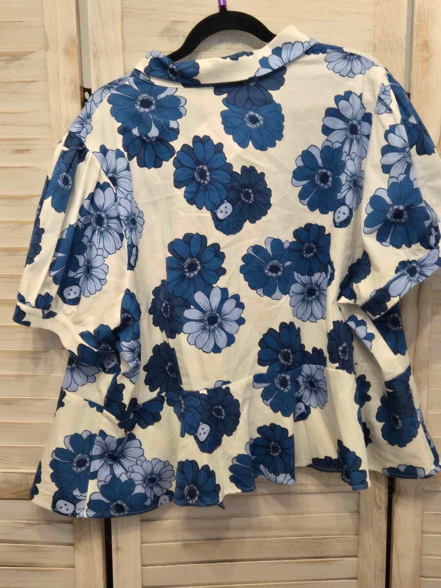ModCloth x Collectif Collared Daisy Peplum Hem Blouse