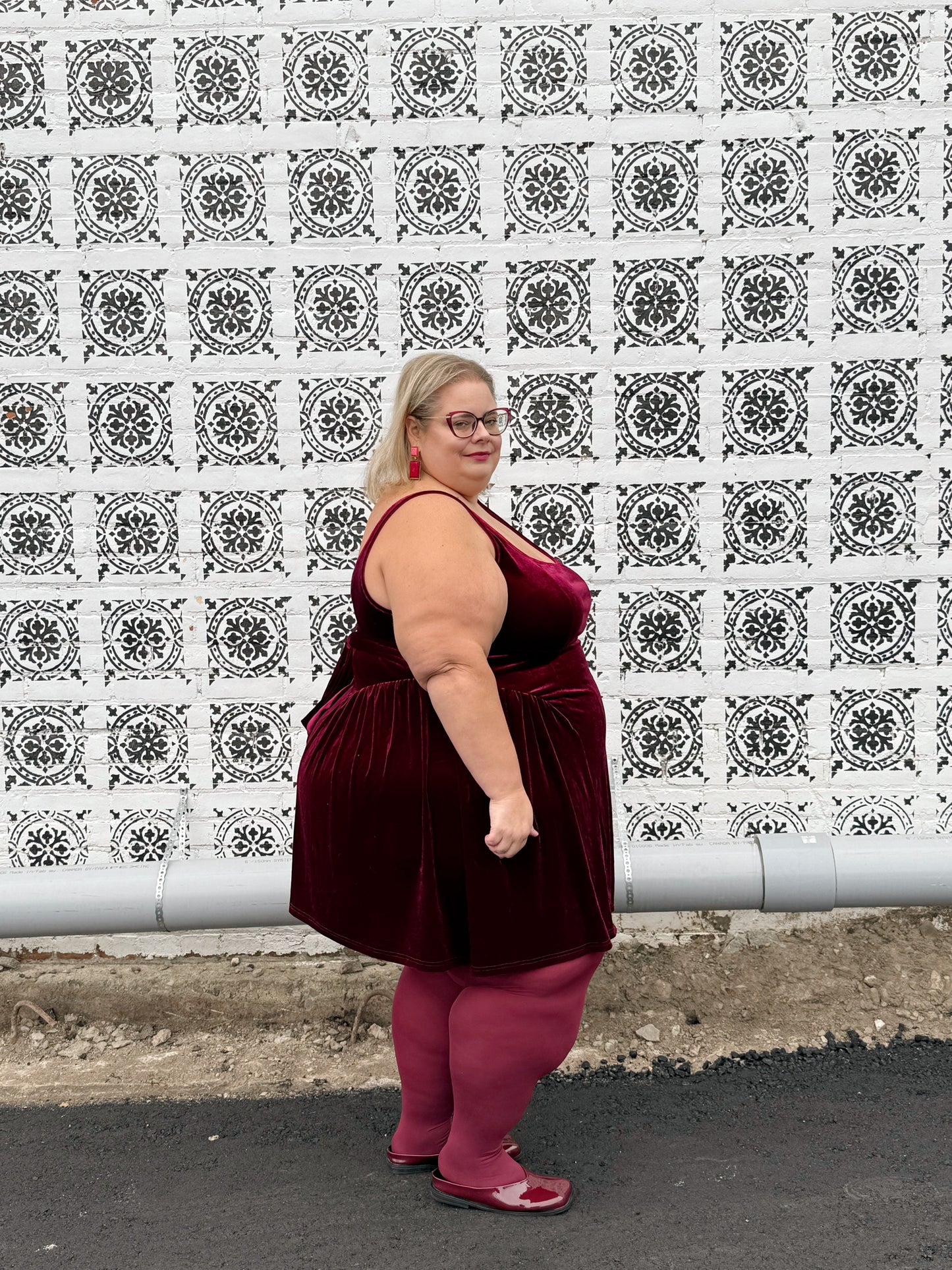 SHEIN Burgundy Velvet Mini Dress