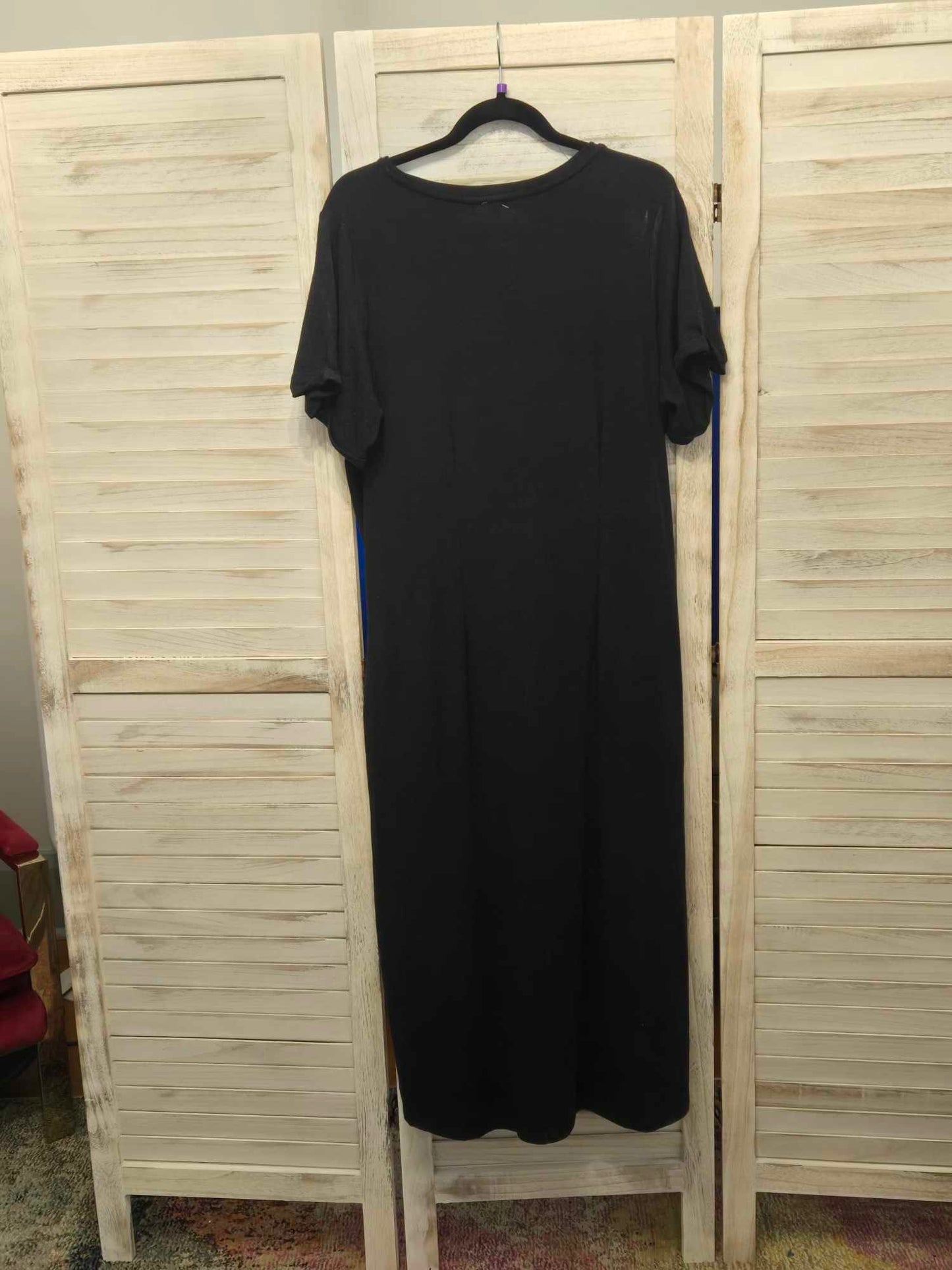 Anthropologie Charcoal Grey Faux Wrap Short Sleeve Midi Dress