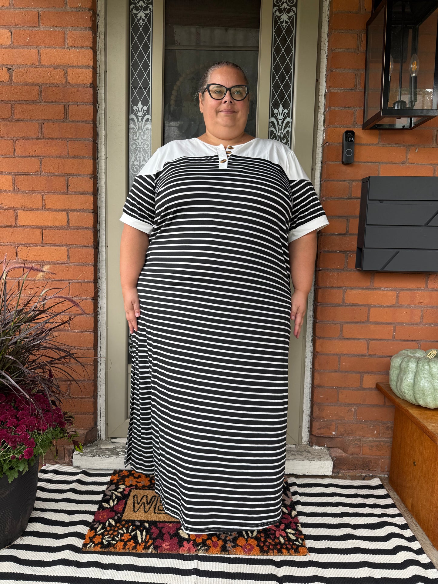 SHEIN Black Striped Dress