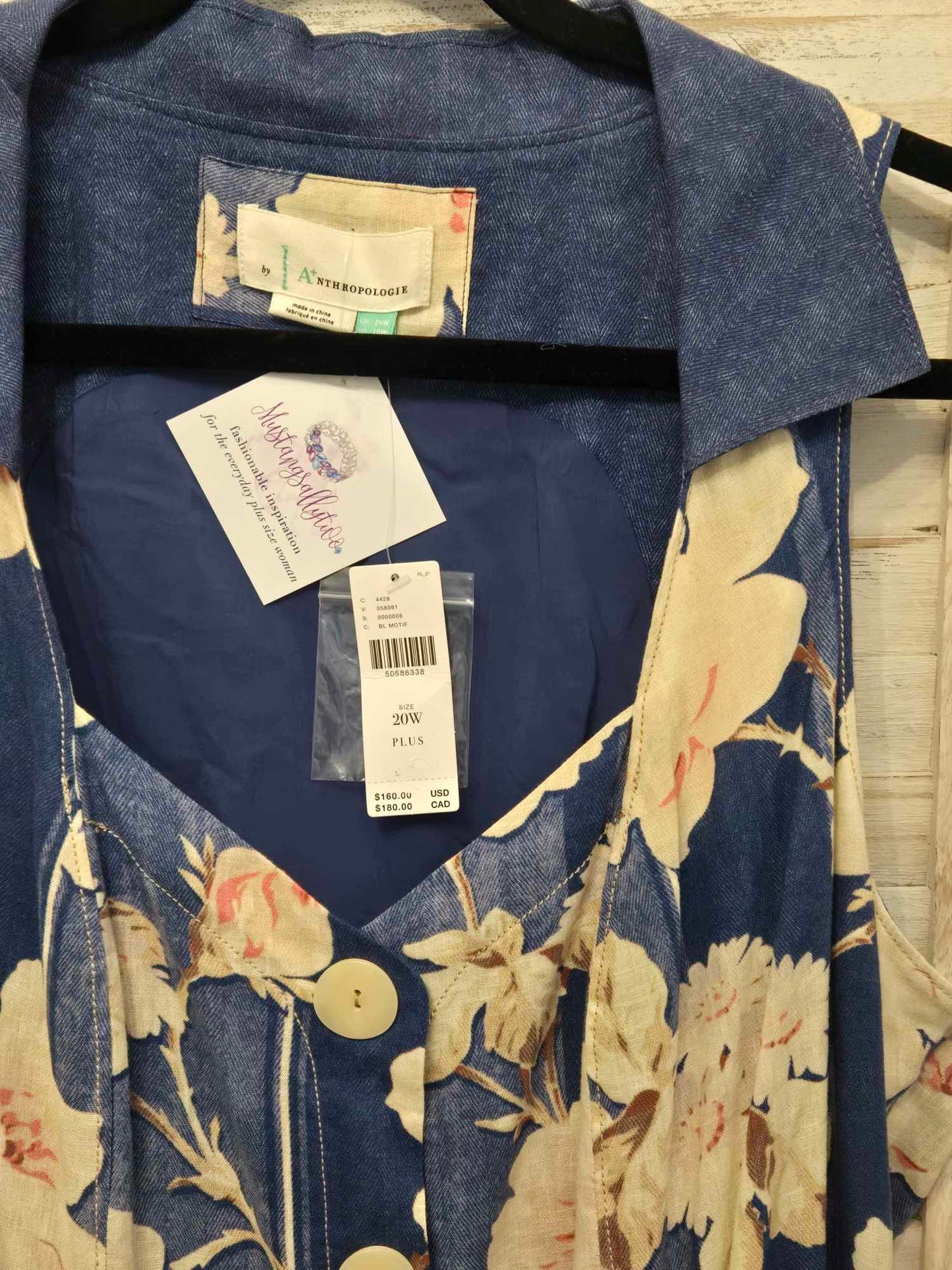 Anthropologie Camellia Midi Collared Denim Floral Sundress