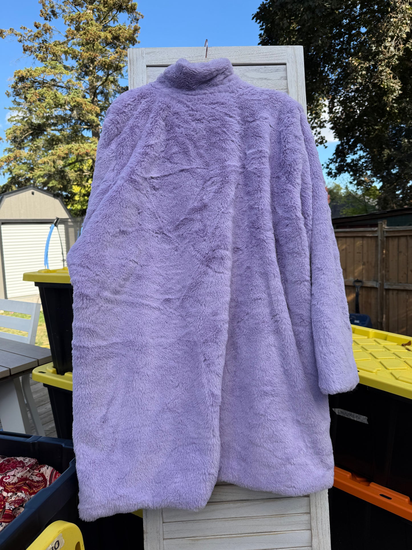 ELOQUII Lavender Faux Fur Jacket