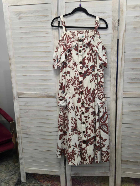 Anthropologie Oahu Floral Linen A-line Dress