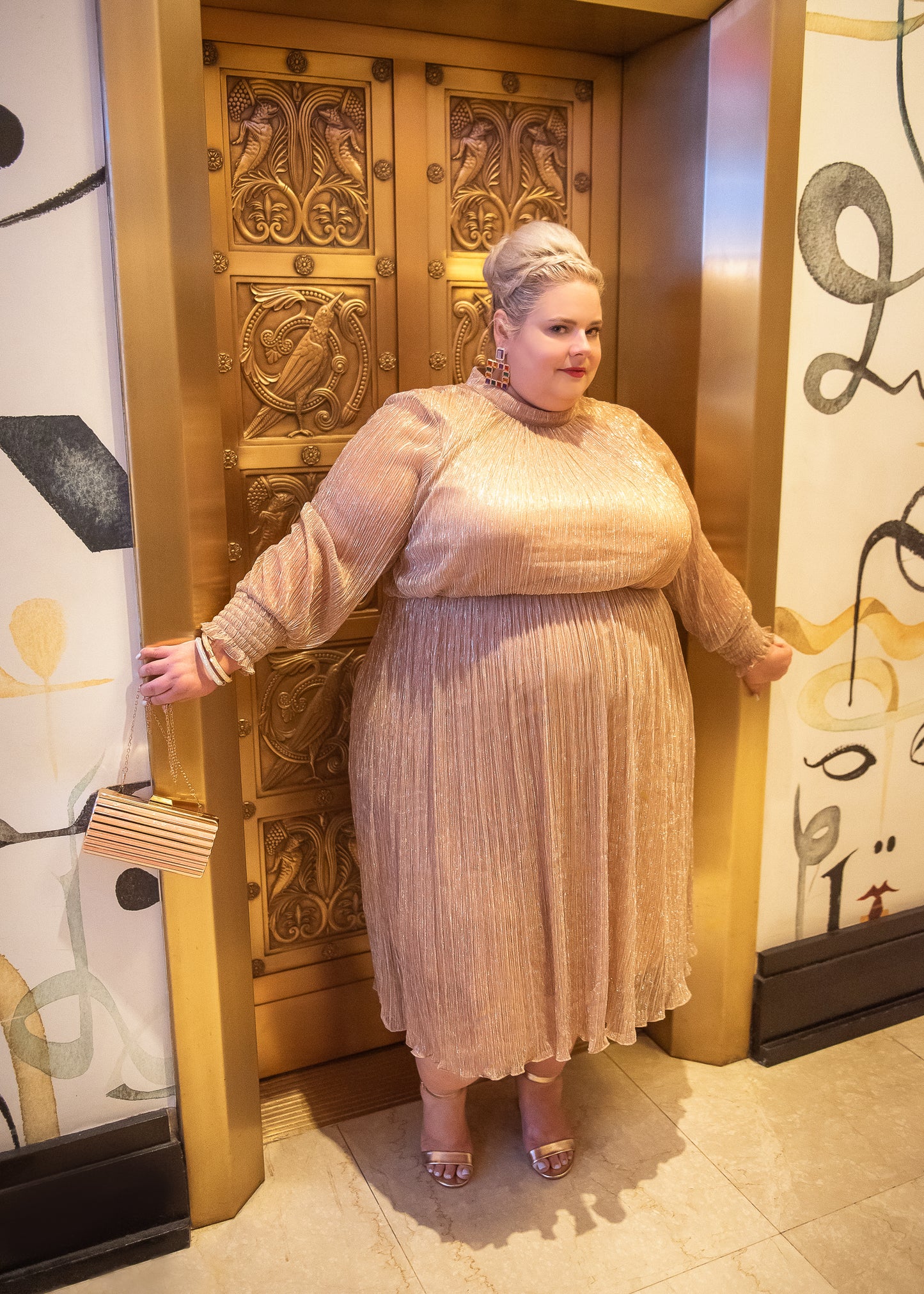 ELOQUII Rose Gold Shimmer Dress