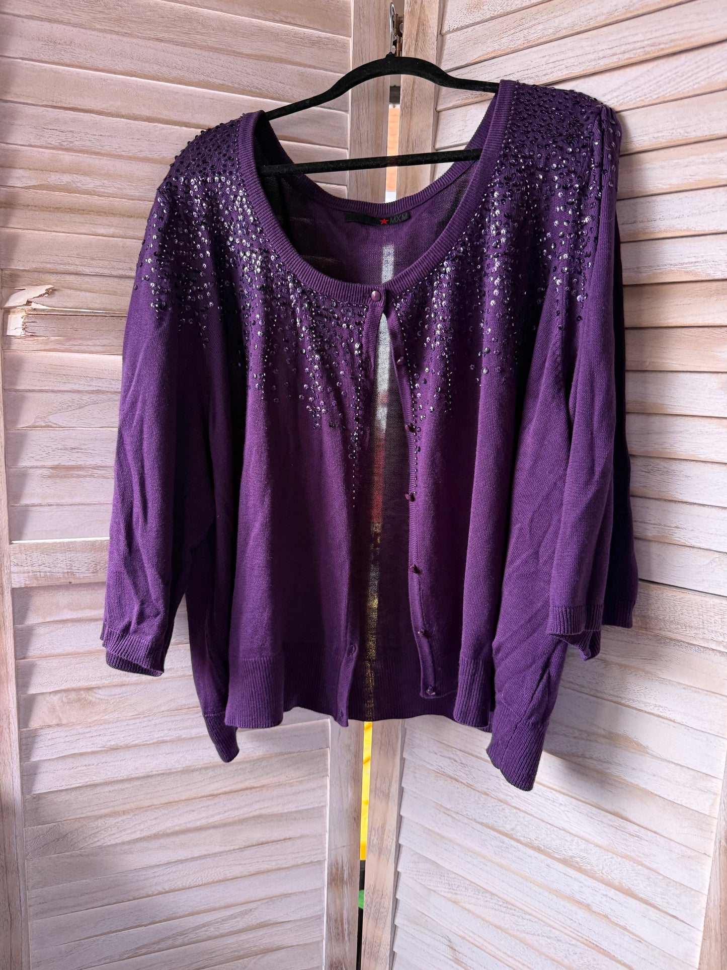 MXM Purple Beaded Cardigan