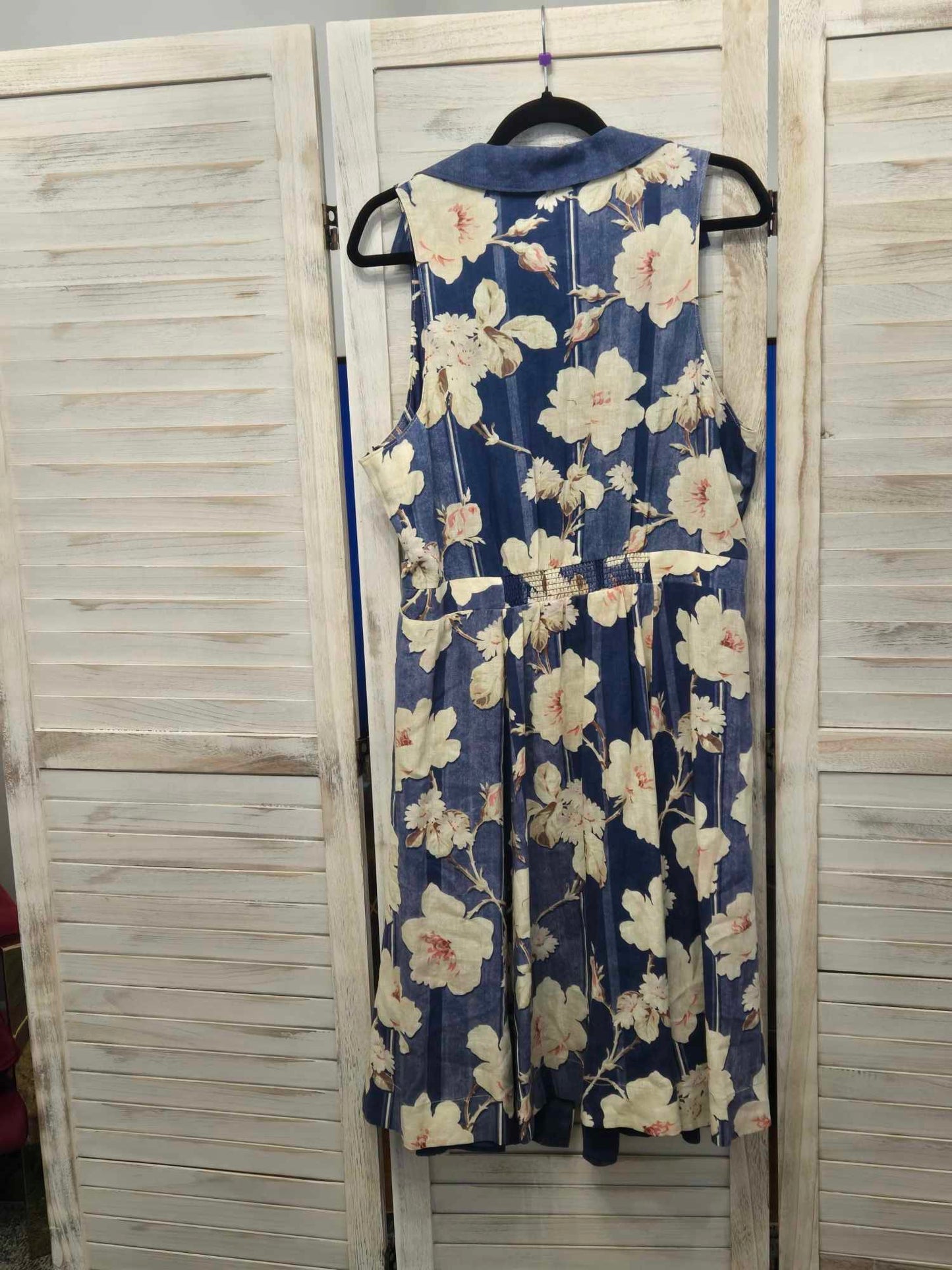 Anthropologie Camellia Midi Collared Denim Floral Sundress