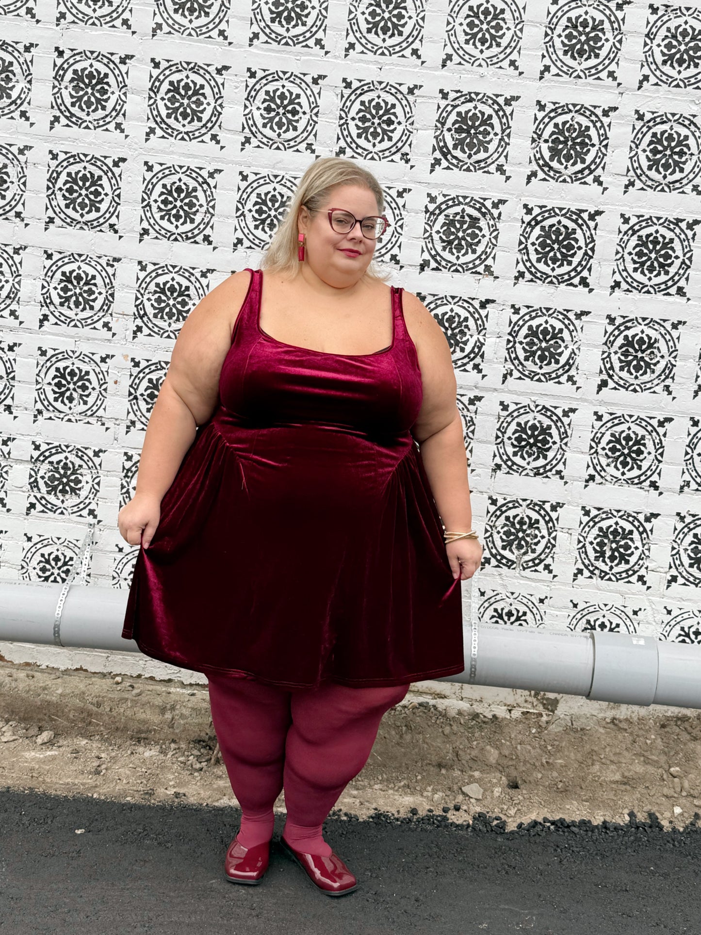 SHEIN Burgundy Velvet Mini Dress