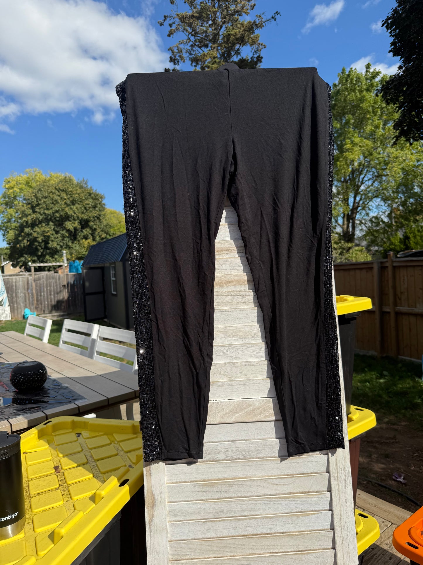 PENN Black Sequin Stripe Leggings