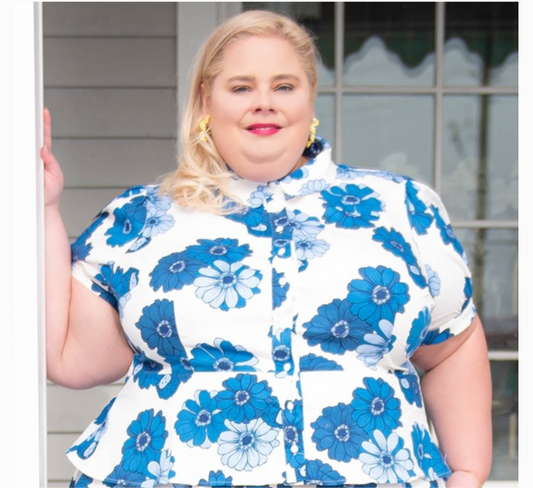 ModCloth x Collectif Collared Daisy Peplum Hem Blouse