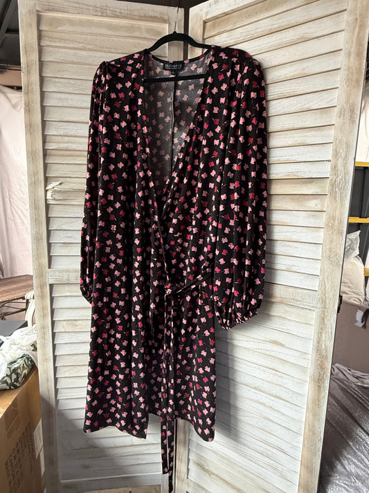 ELOQUII Black Print Wrap Dress