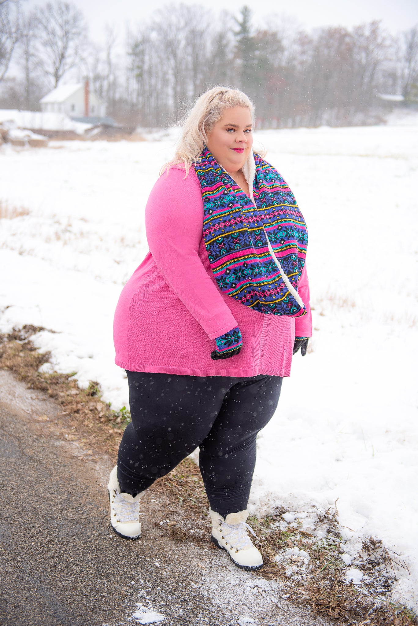 Woman Within Pink Tunic Sweater