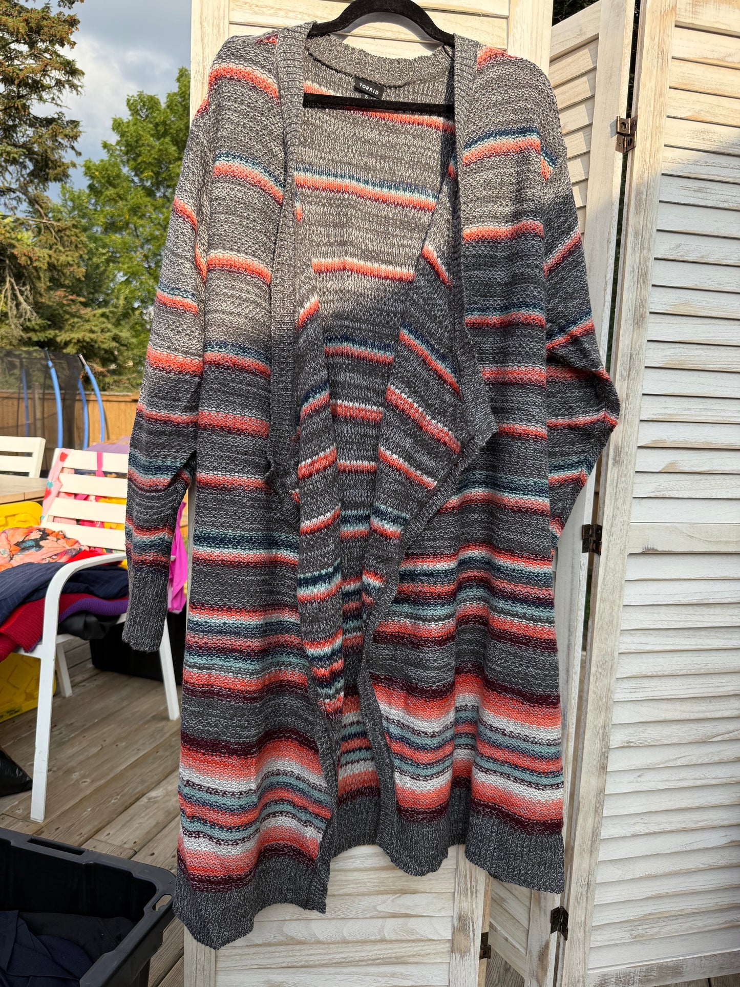 Torrid Grey Striped Cardigan
