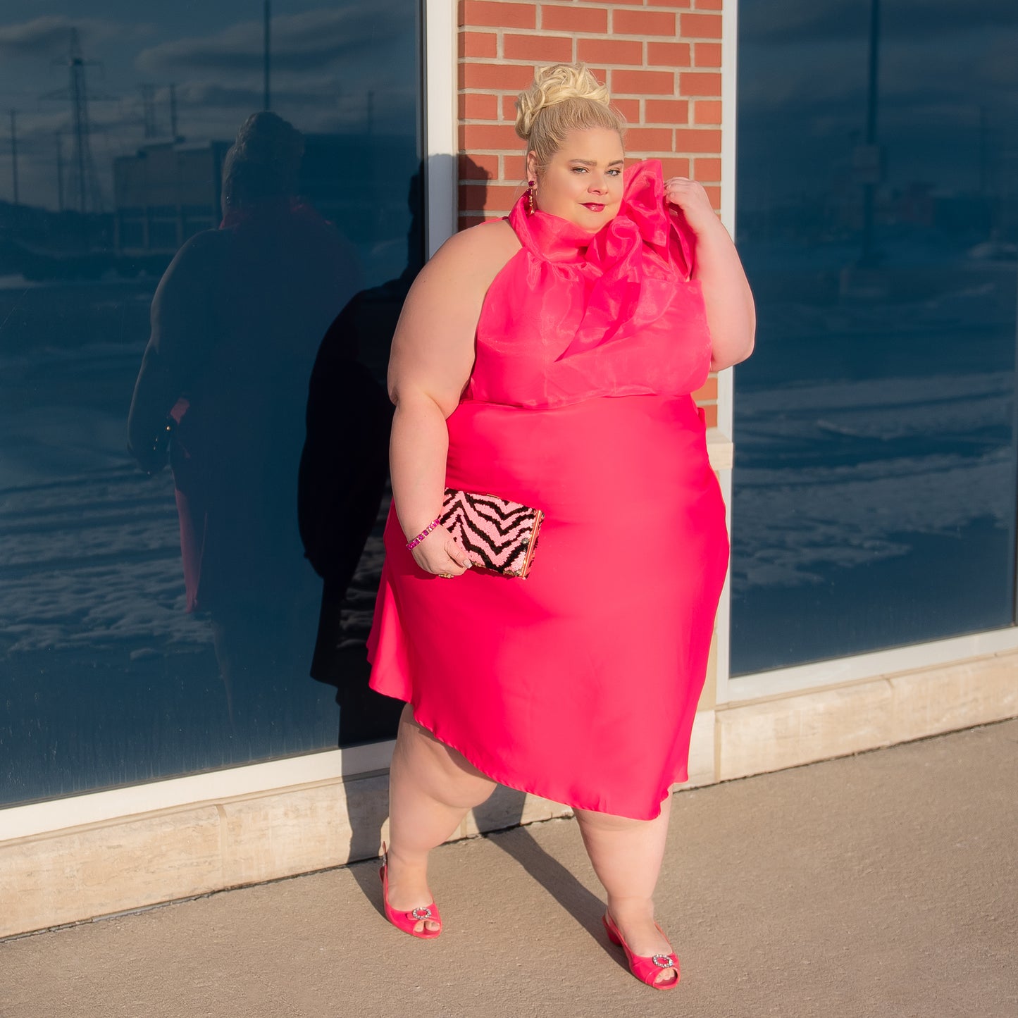 ELOQUII Hot Pink Satin Skirt