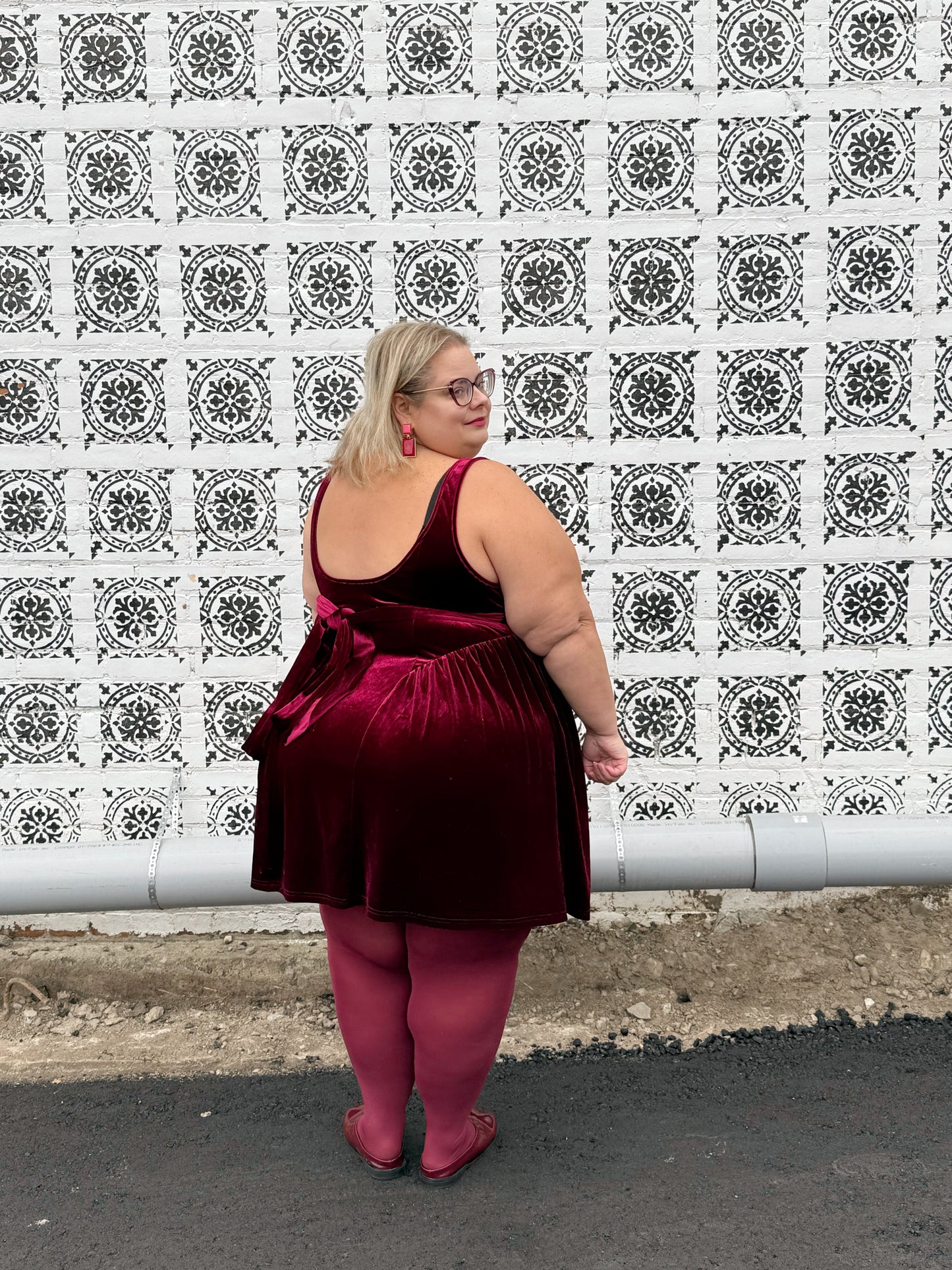 SHEIN Burgundy Velvet Mini Dress