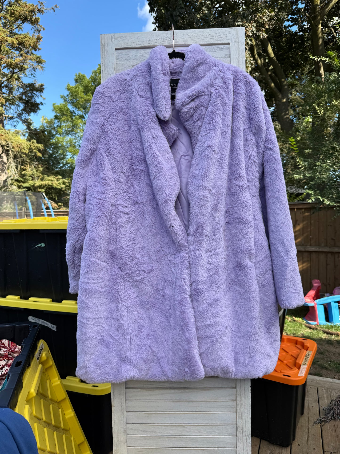 ELOQUII Lavender Faux Fur Jacket