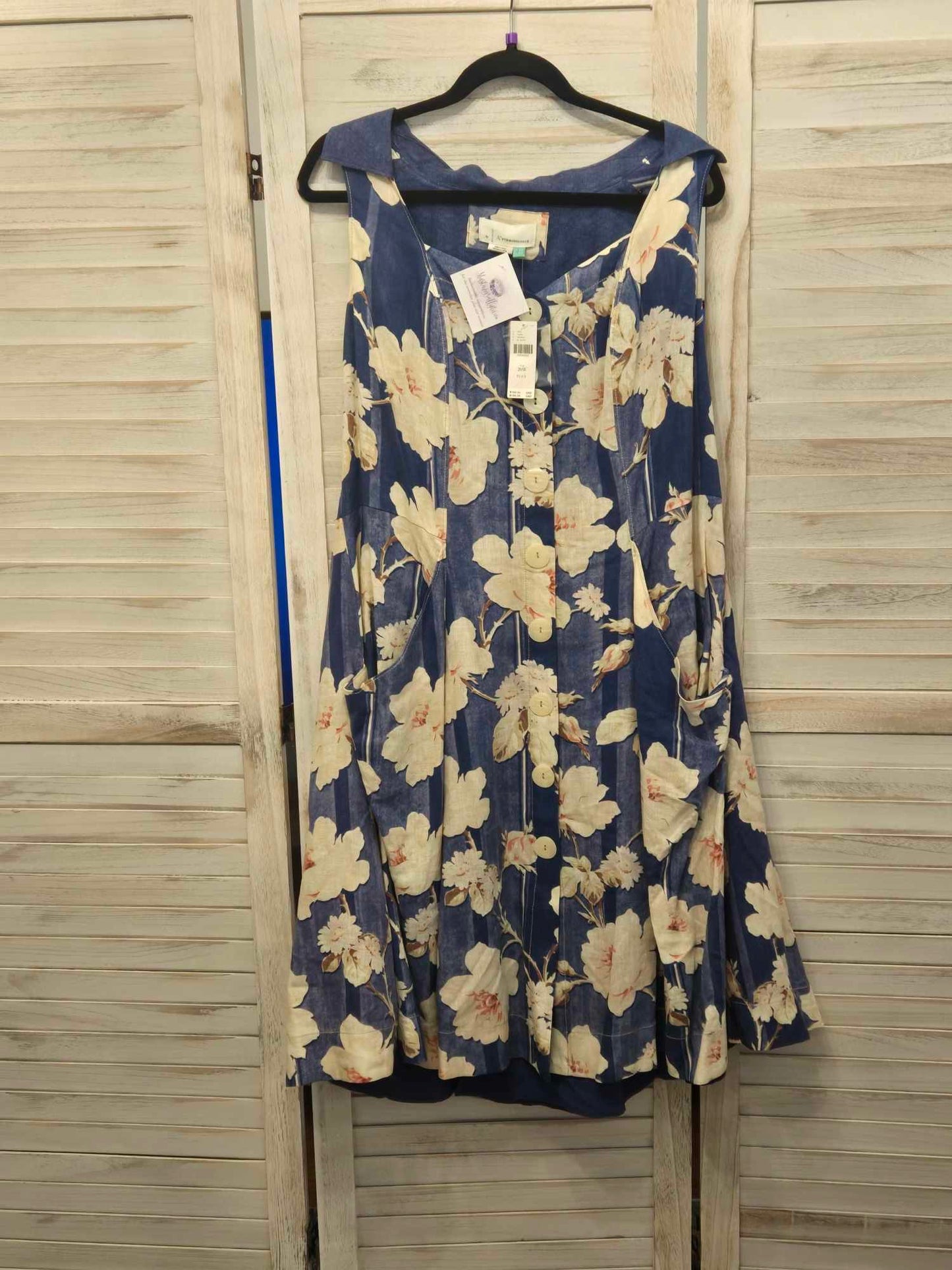 Anthropologie Camellia Midi Collared Denim Floral Sundress