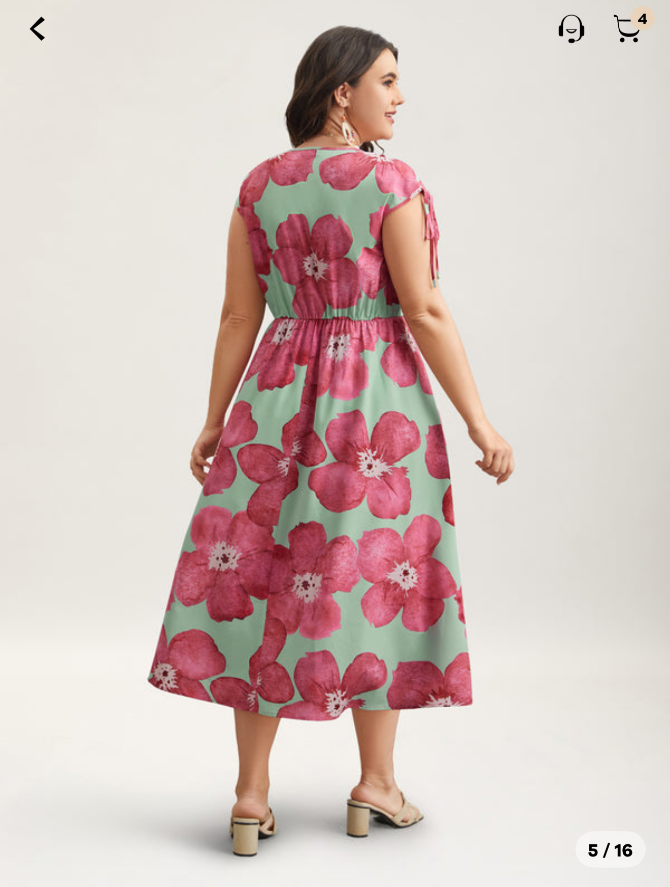 BloomChic Floral Print V-Neck Tied Midi Dress