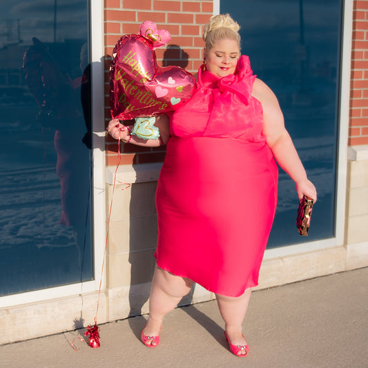 ELOQUII Hot Pink Satin Skirt