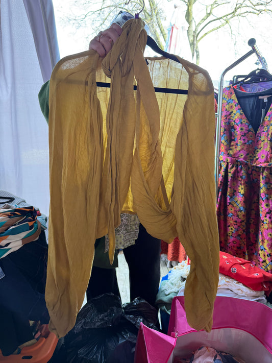Soncy Mustard Wrap Top