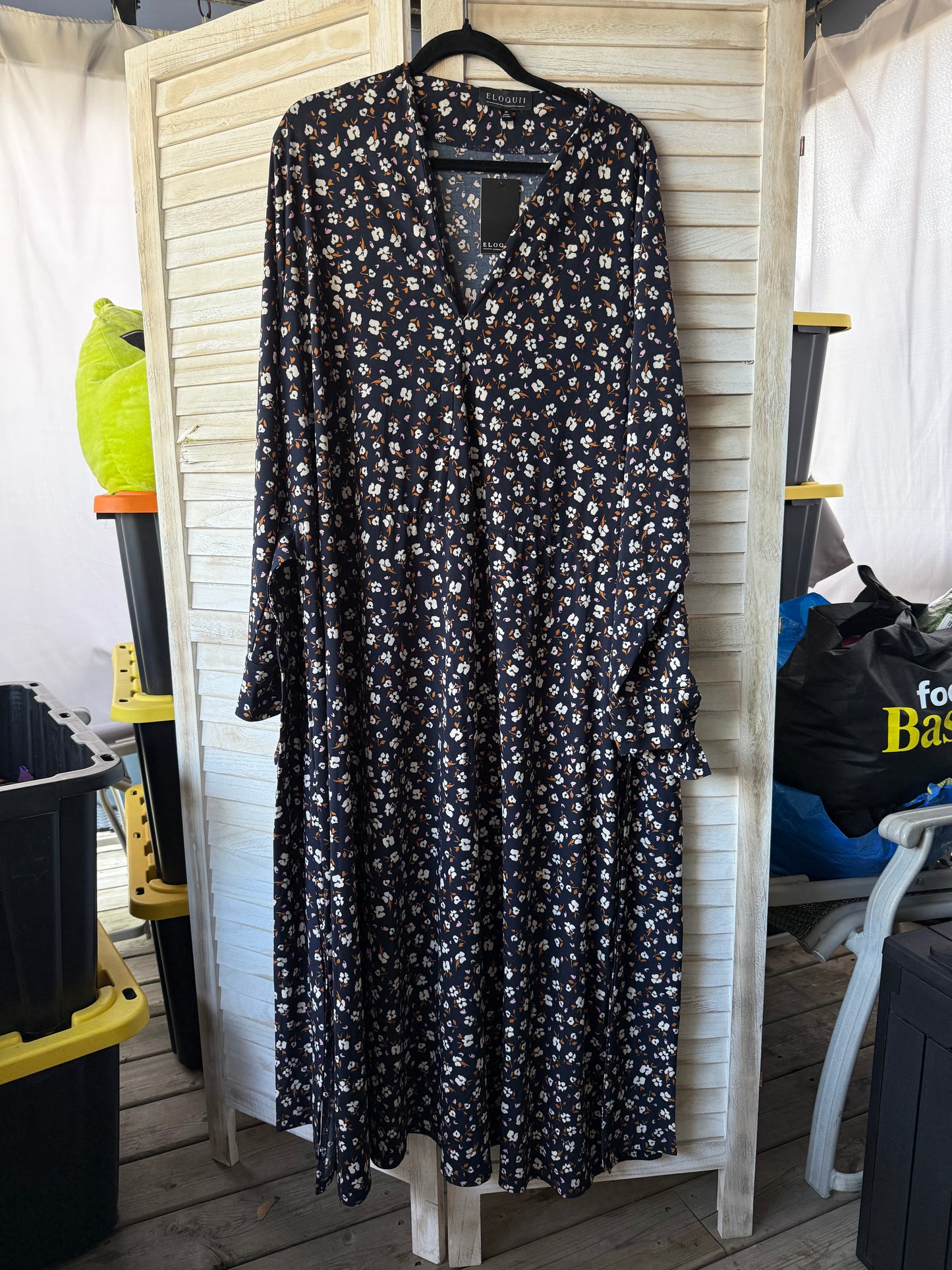 ELOQUII Navy Print Maxi Dress