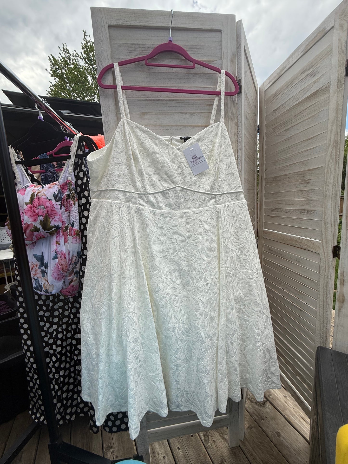 Torrid White Brocade Lace Dress