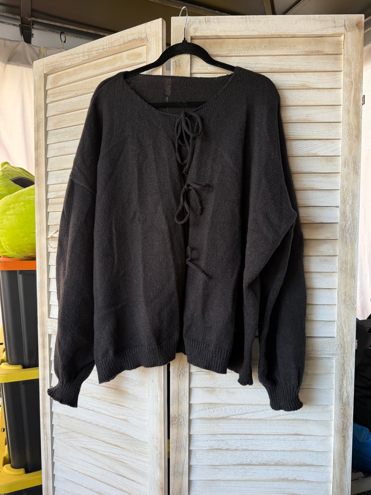 Temu Black Bow Cardigan