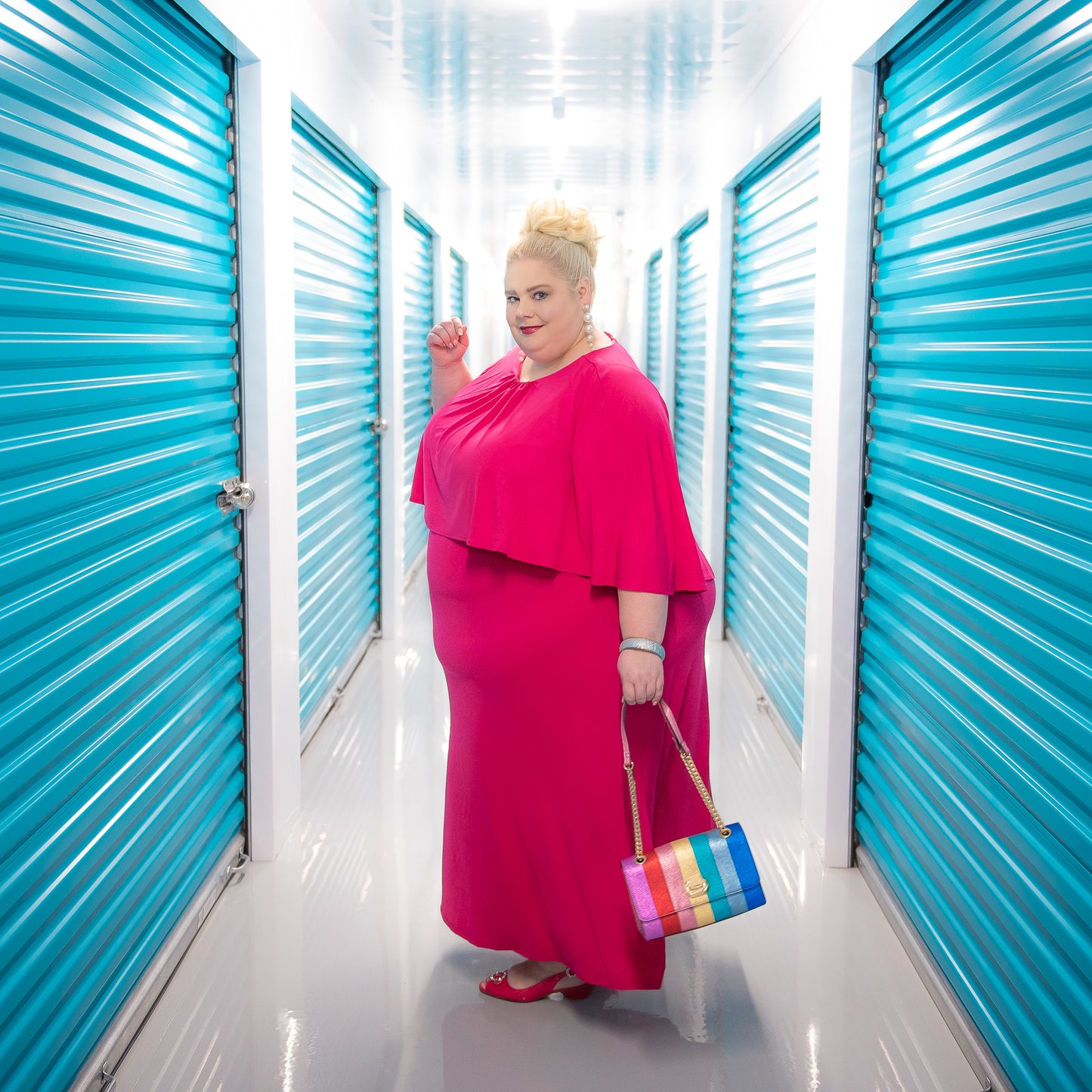 ELOQUII Fuschia Cape Dress