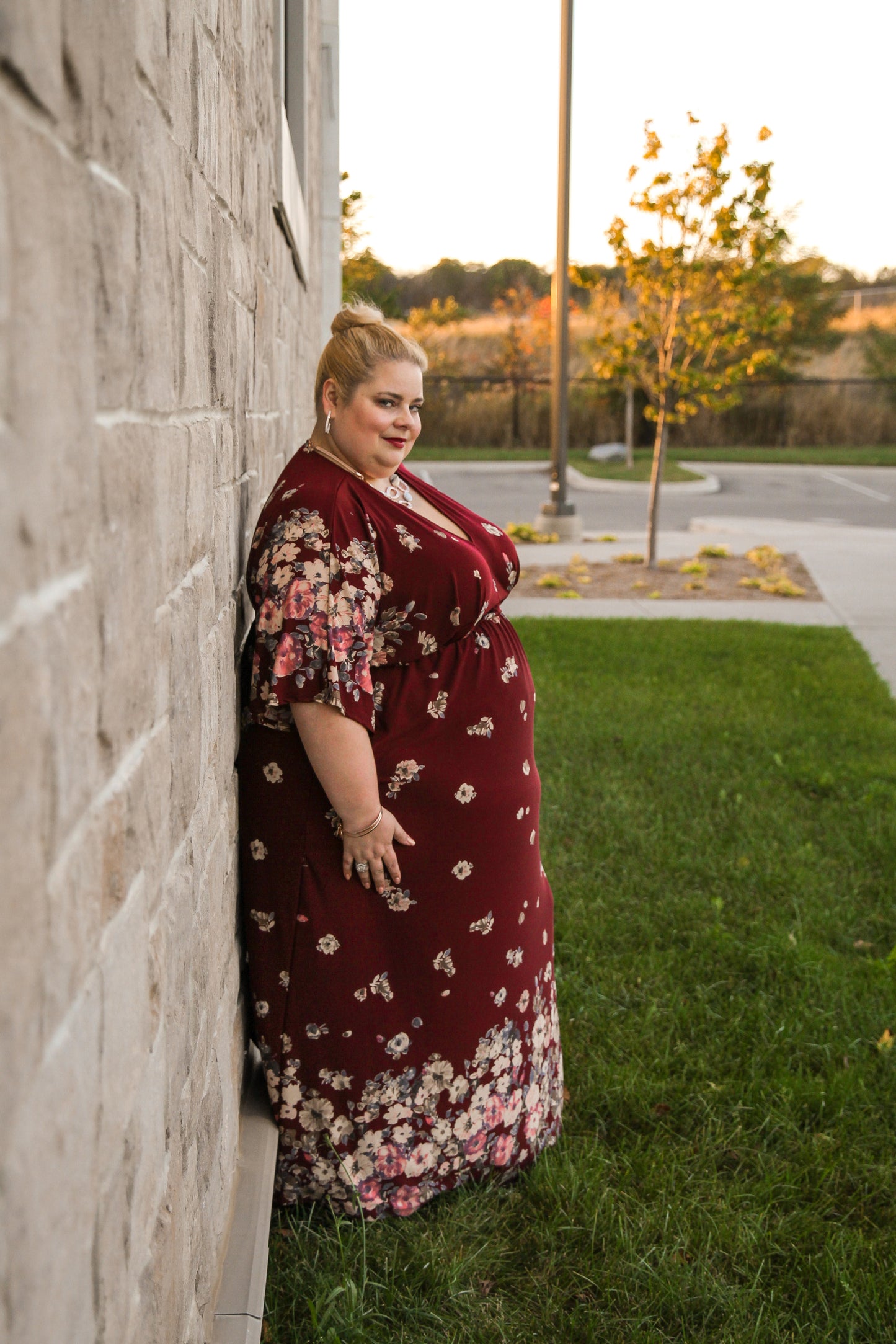 Dia Burgundy Print Maxi Dress