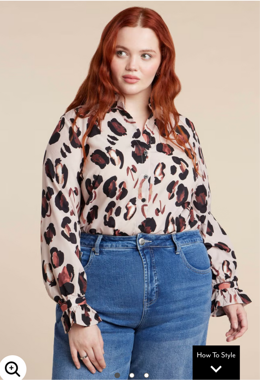ELOQUII Animal Print Blouse