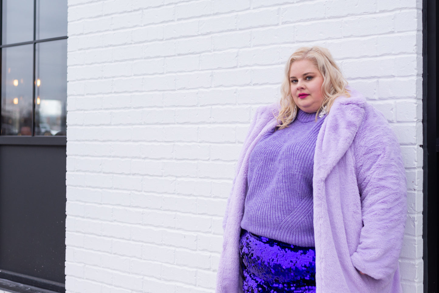 ELOQUII Lavender Faux Fur Jacket
