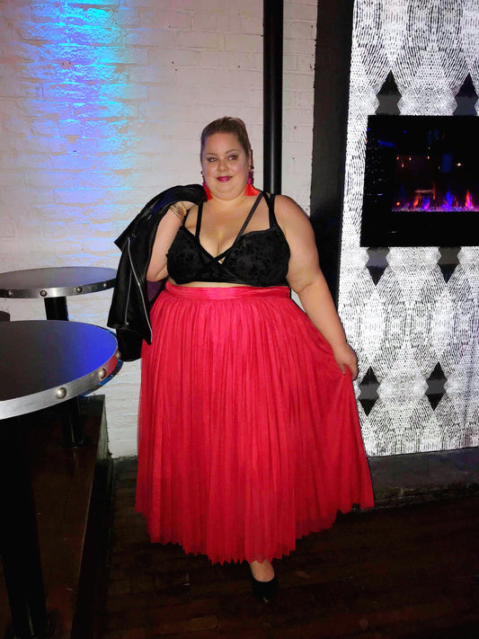 ELOQUII Red Tulle Skirt
