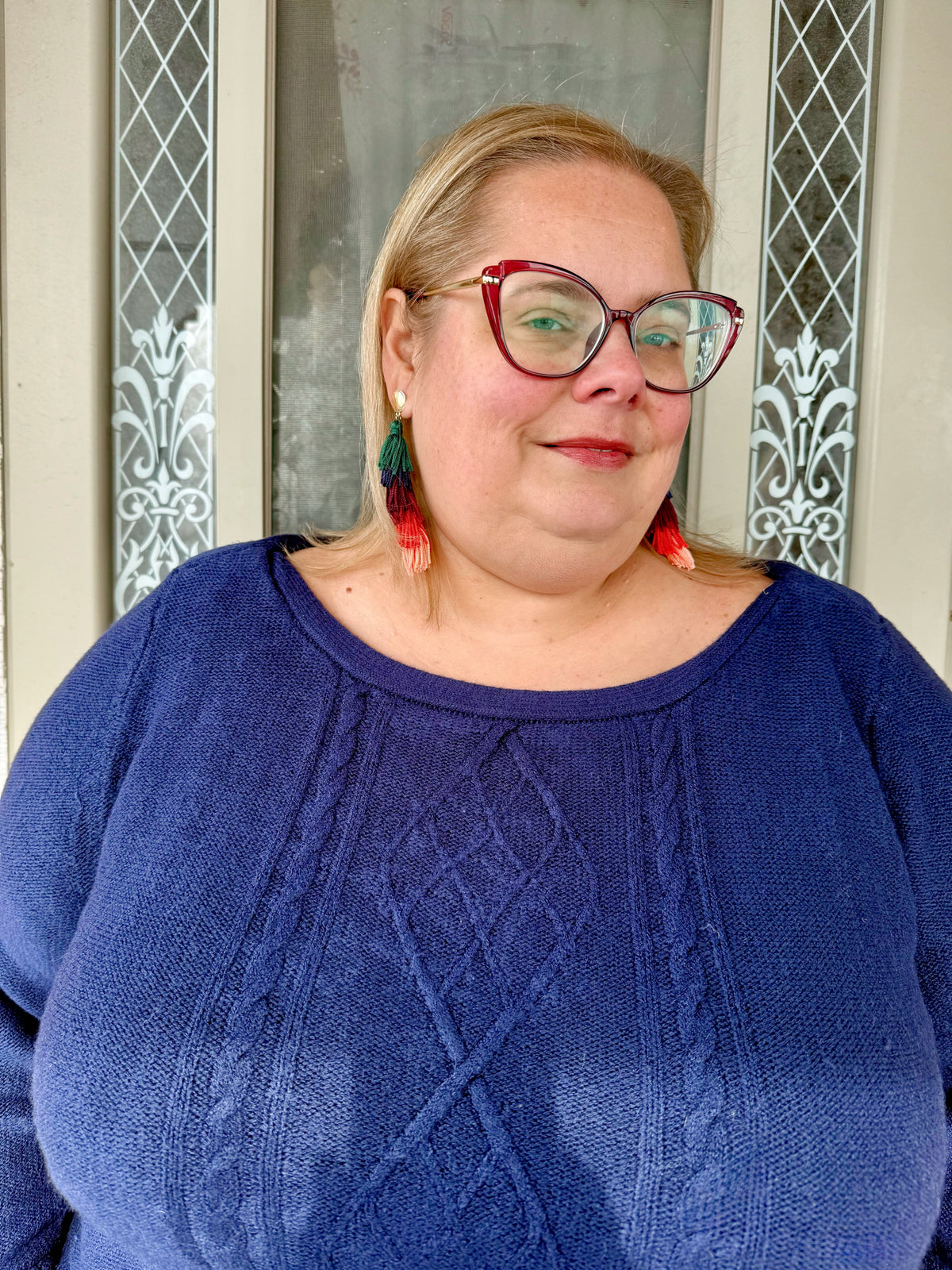 Catherine’s Navy Cable Knit Sweater