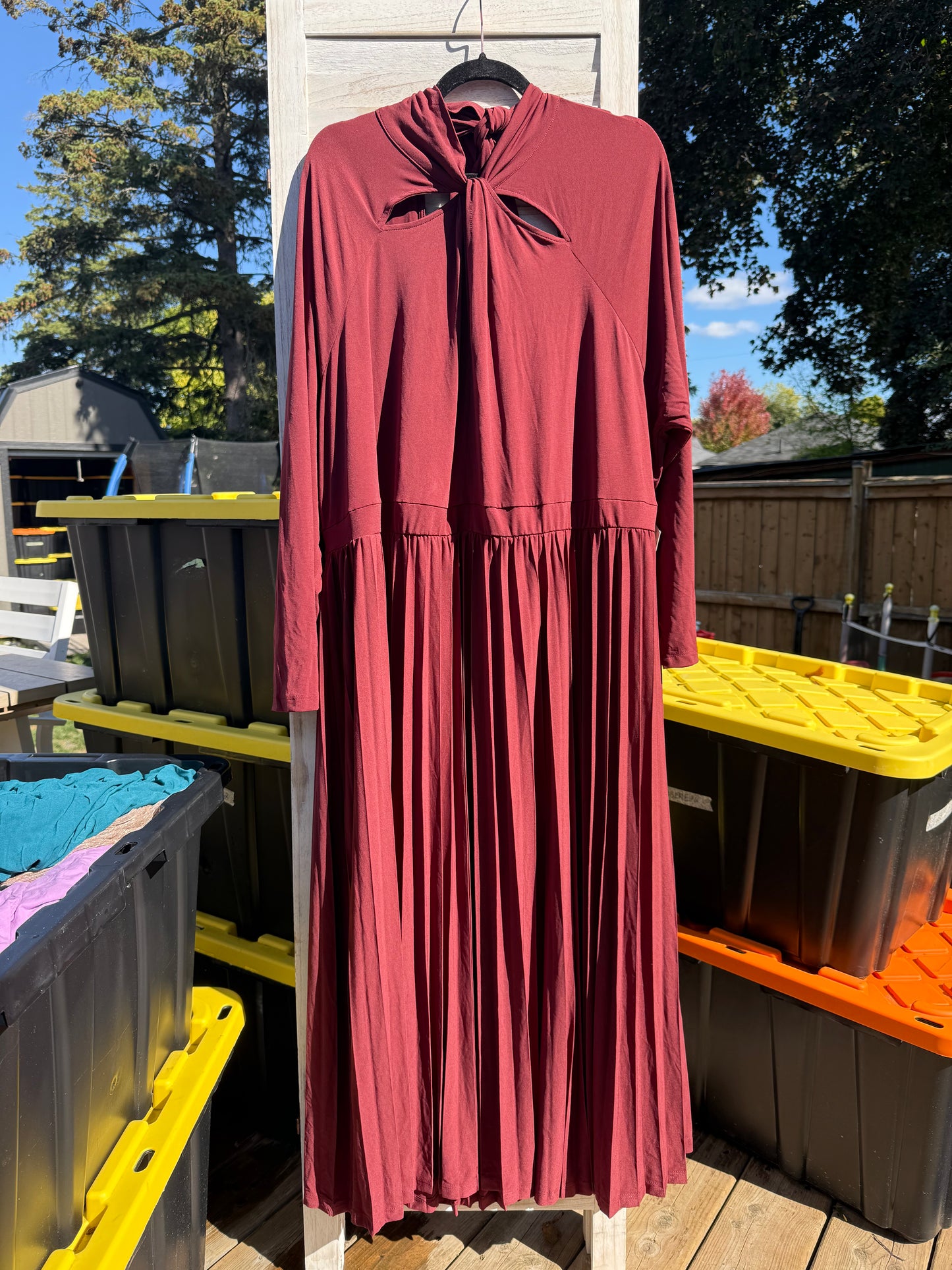 ELOQUII Rust Pleated Maxi Dress