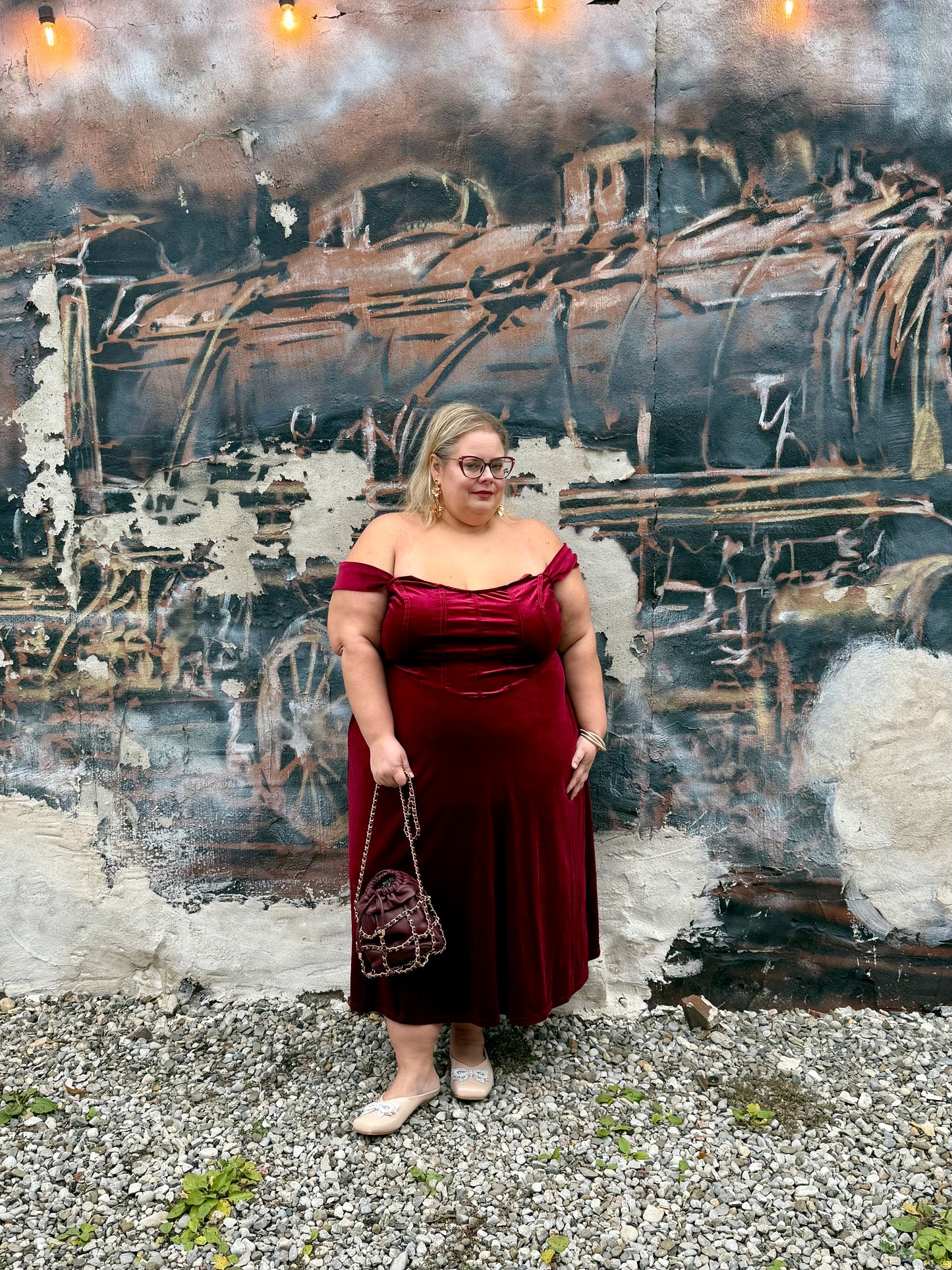 SHEIN Burgundy Velvet Corset Dress