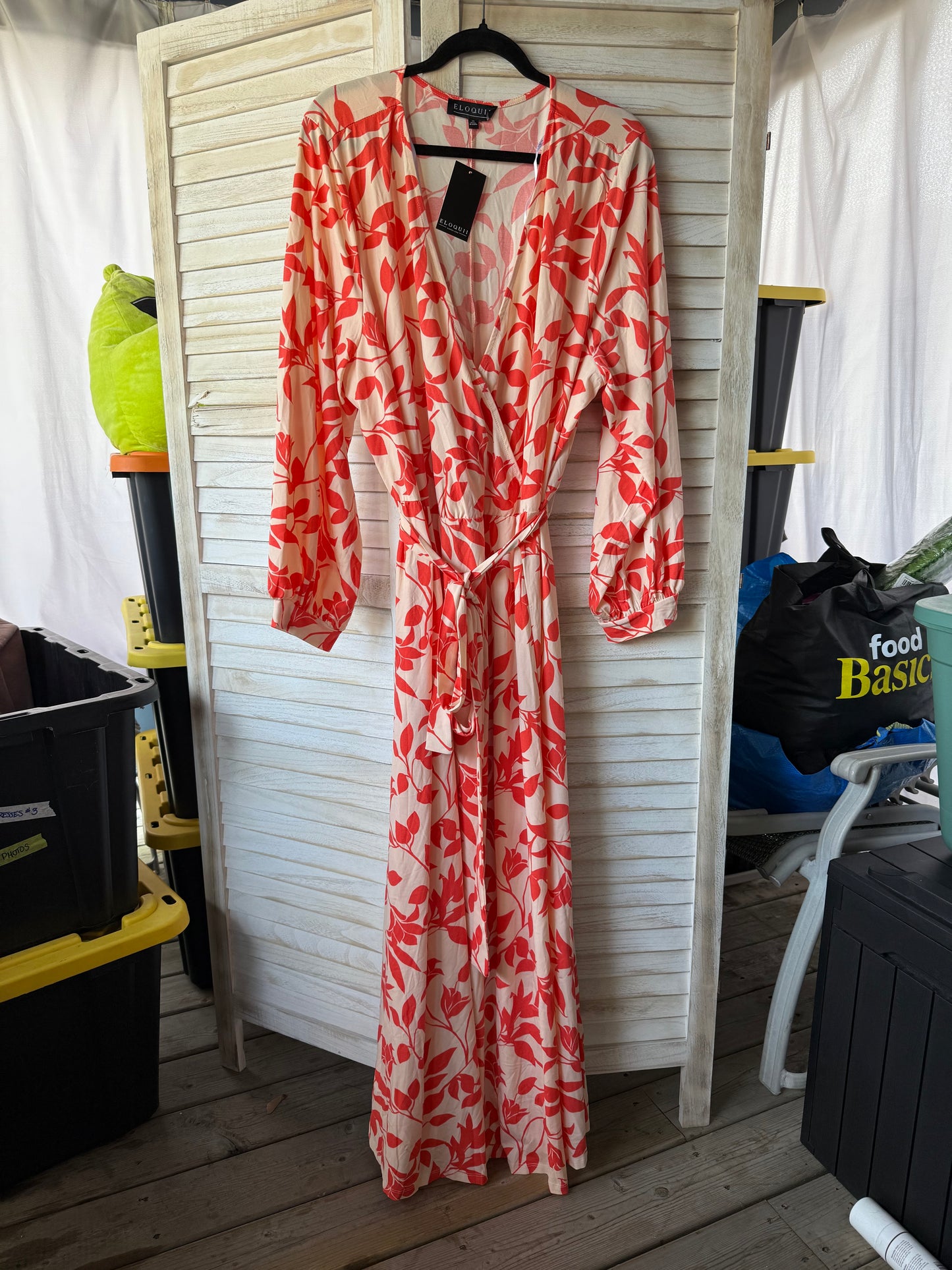 ELOQUII Coral Print Maxi Dress