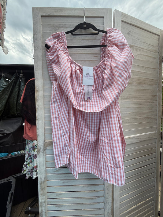 Ashley Nell Tipton Pink Gingham Top