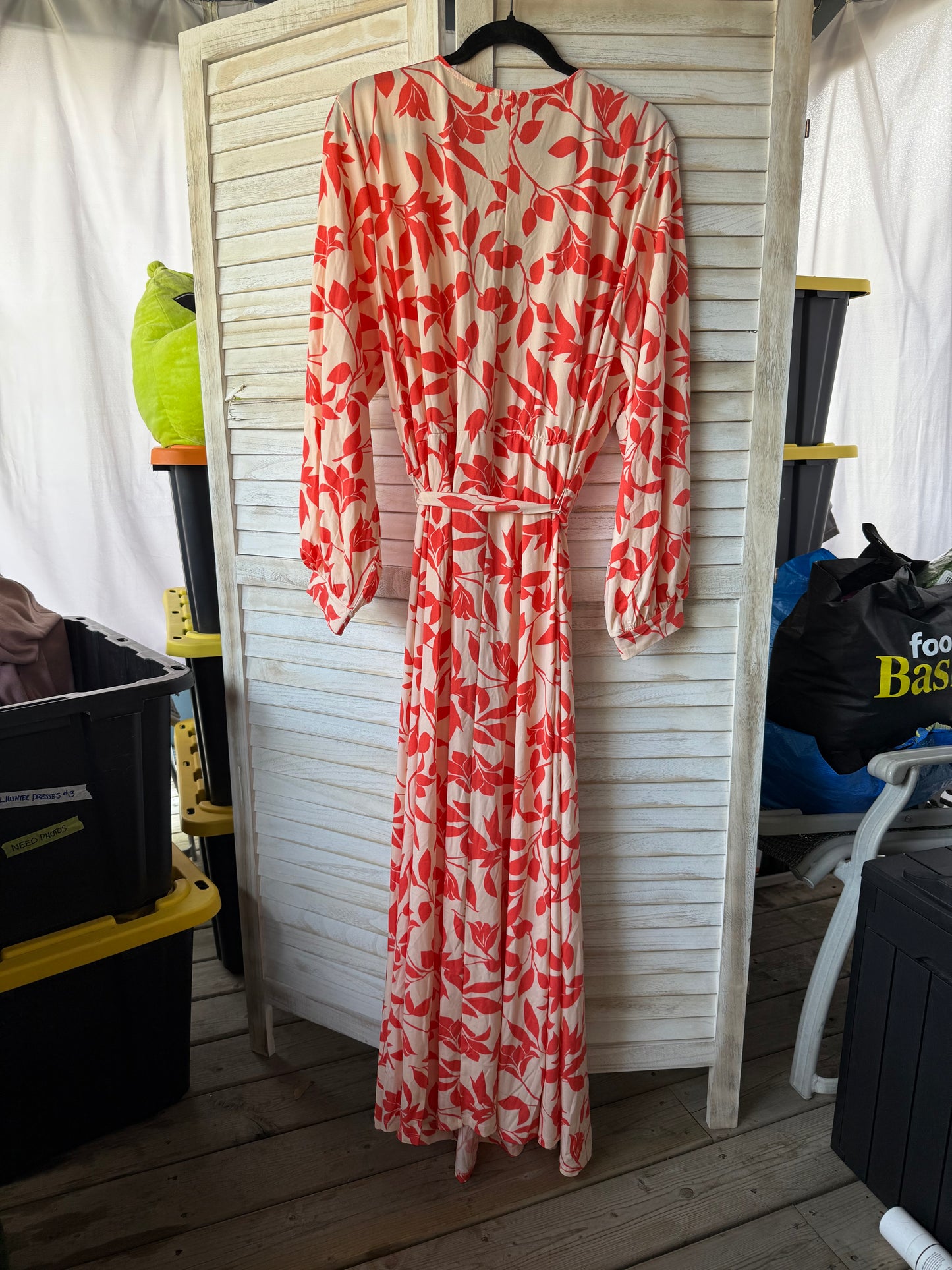 ELOQUII Coral Print Maxi Dress
