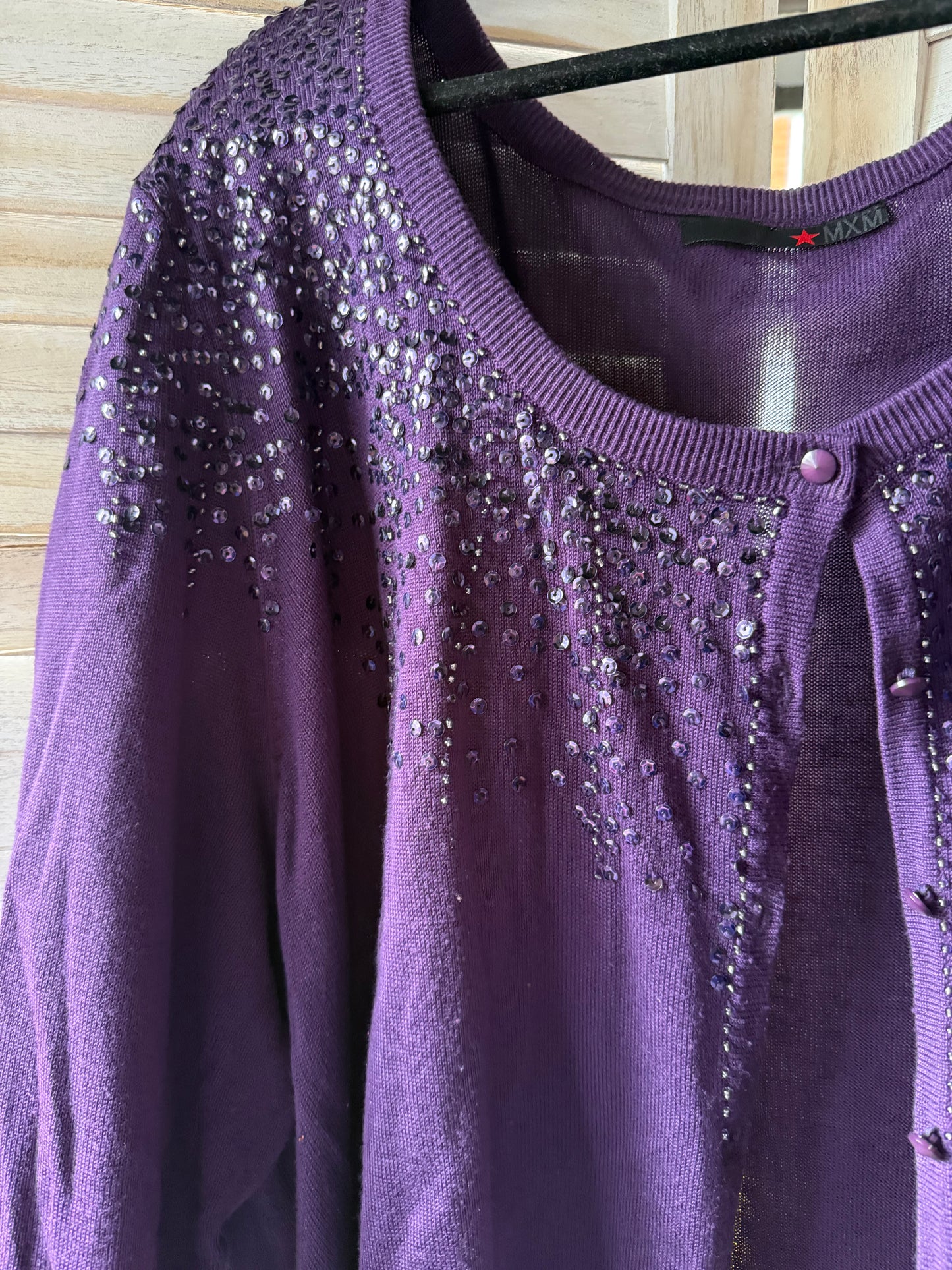 MXM Purple Beaded Cardigan