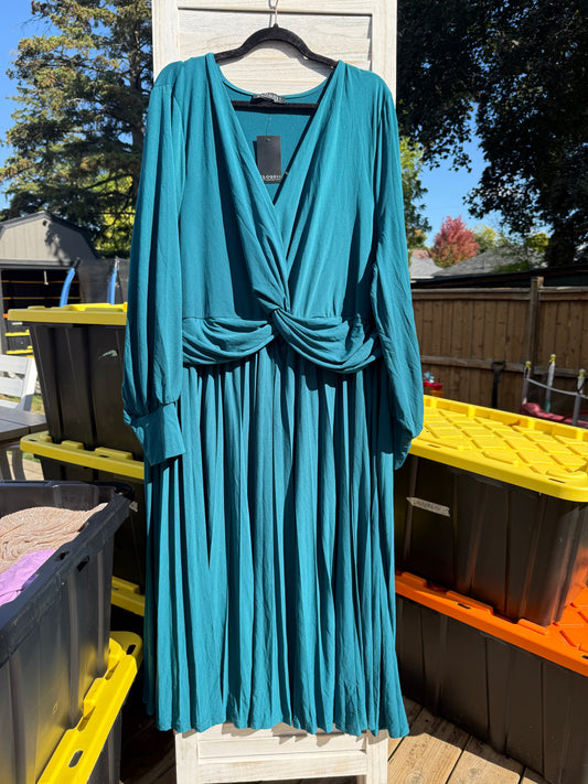 ELOQUII Teal Knot Front Dress